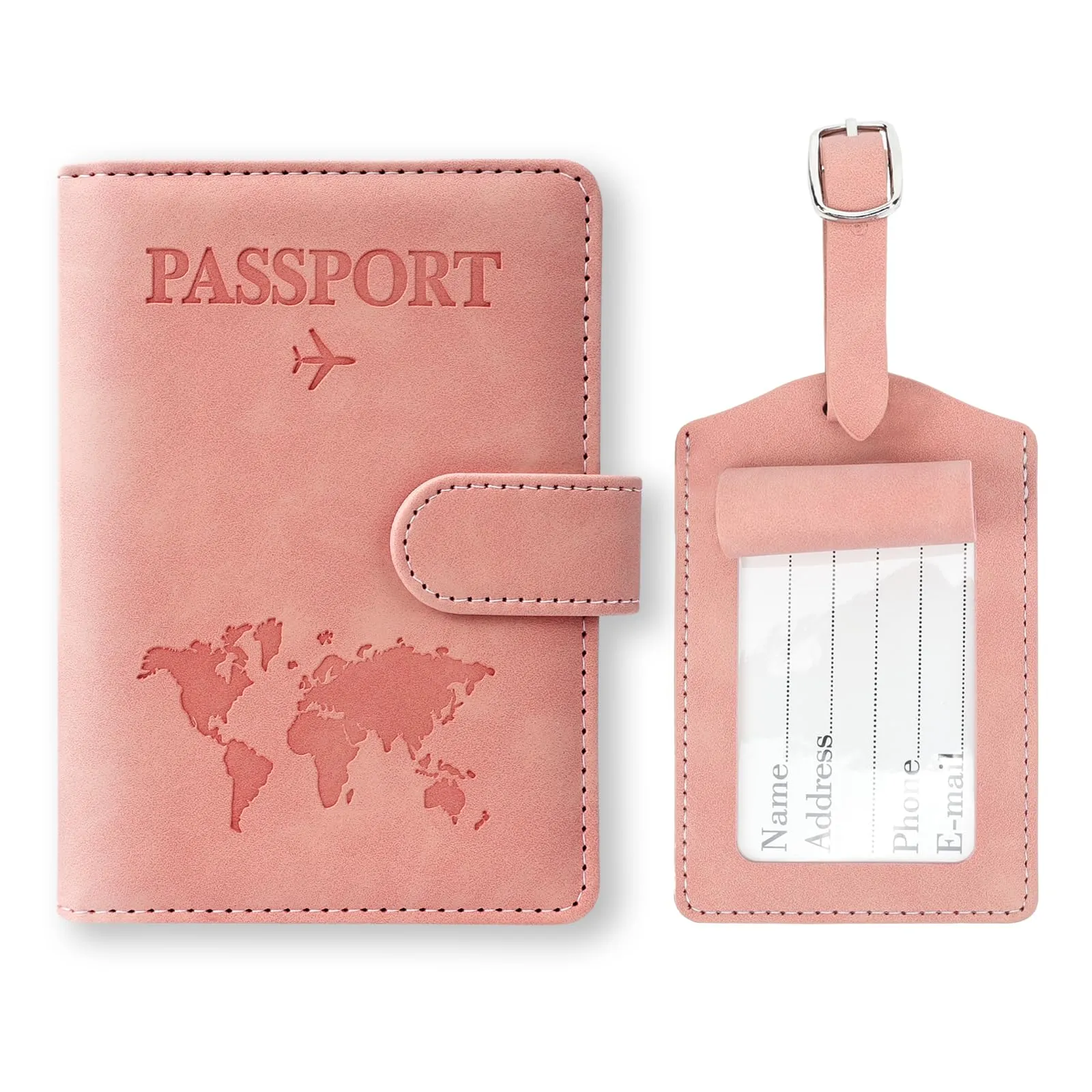 GADITIEK Porta Passaporto e Etichetta Valigia Aereo, Pelle Pu Custodia Passaporto Italiano con Blocco RFID, Portapassassaporto Cover per Carte Di Credito, D'Identità e Documenti Di Viaggio (rosa) - immagine 1