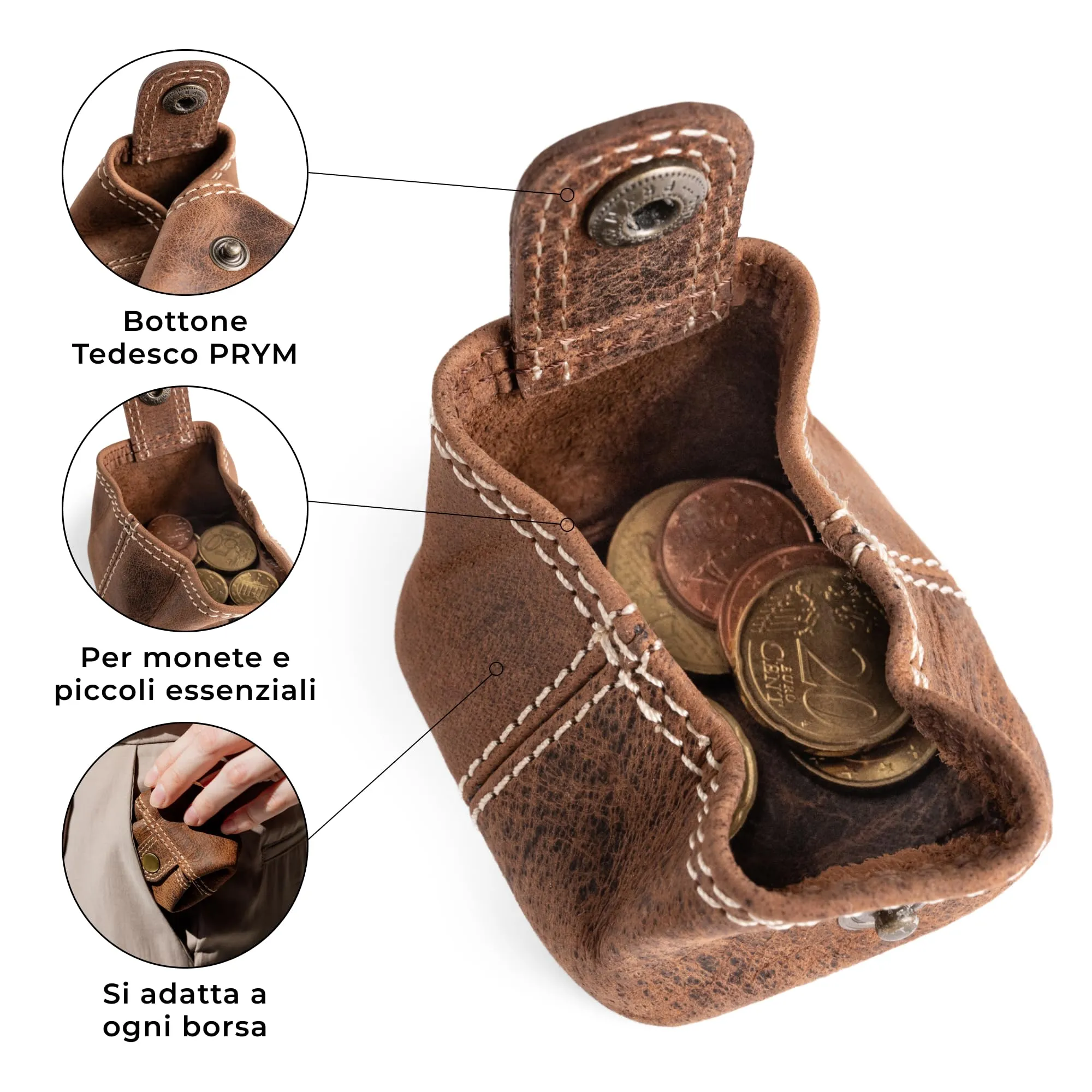 Berliner Bags Portamonete Lena S Mini con Chiusura a Bottone in Pelle - immagine 3