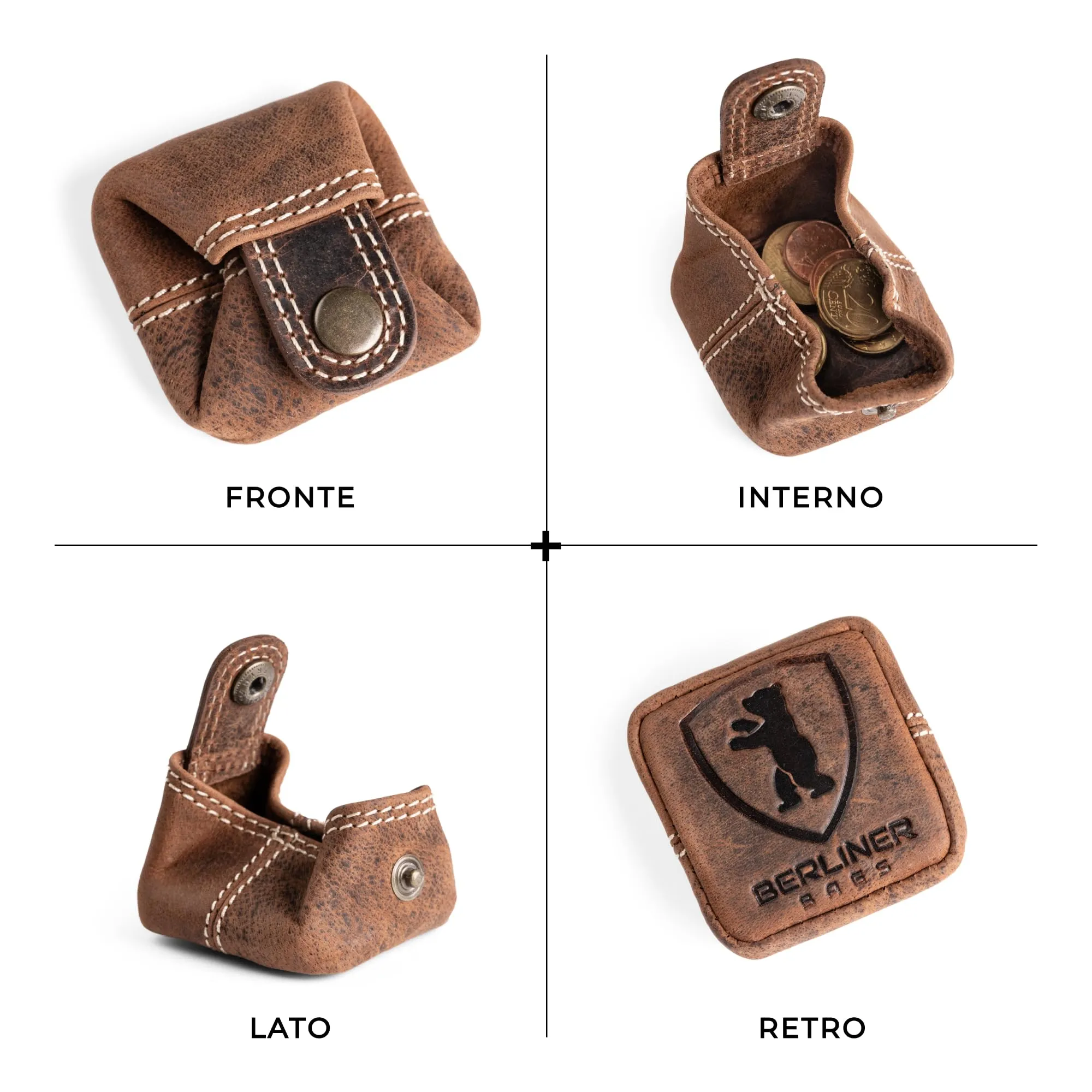 Berliner Bags Portamonete Lena S Mini con Chiusura a Bottone in Pelle - immagine 5