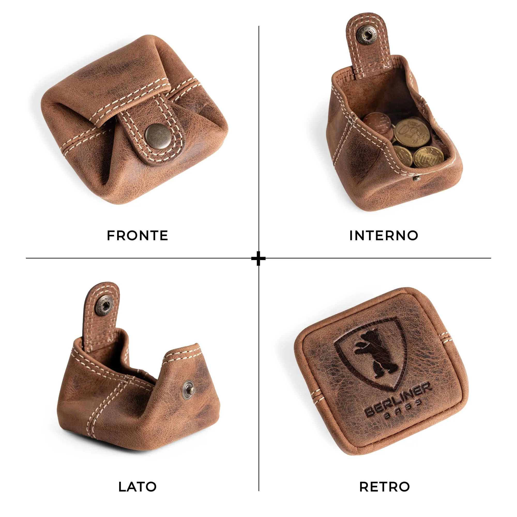 Berliner Bags Portamonete Lena Mini con Chiusura a Bottone in Vera Pelle - immagine 5