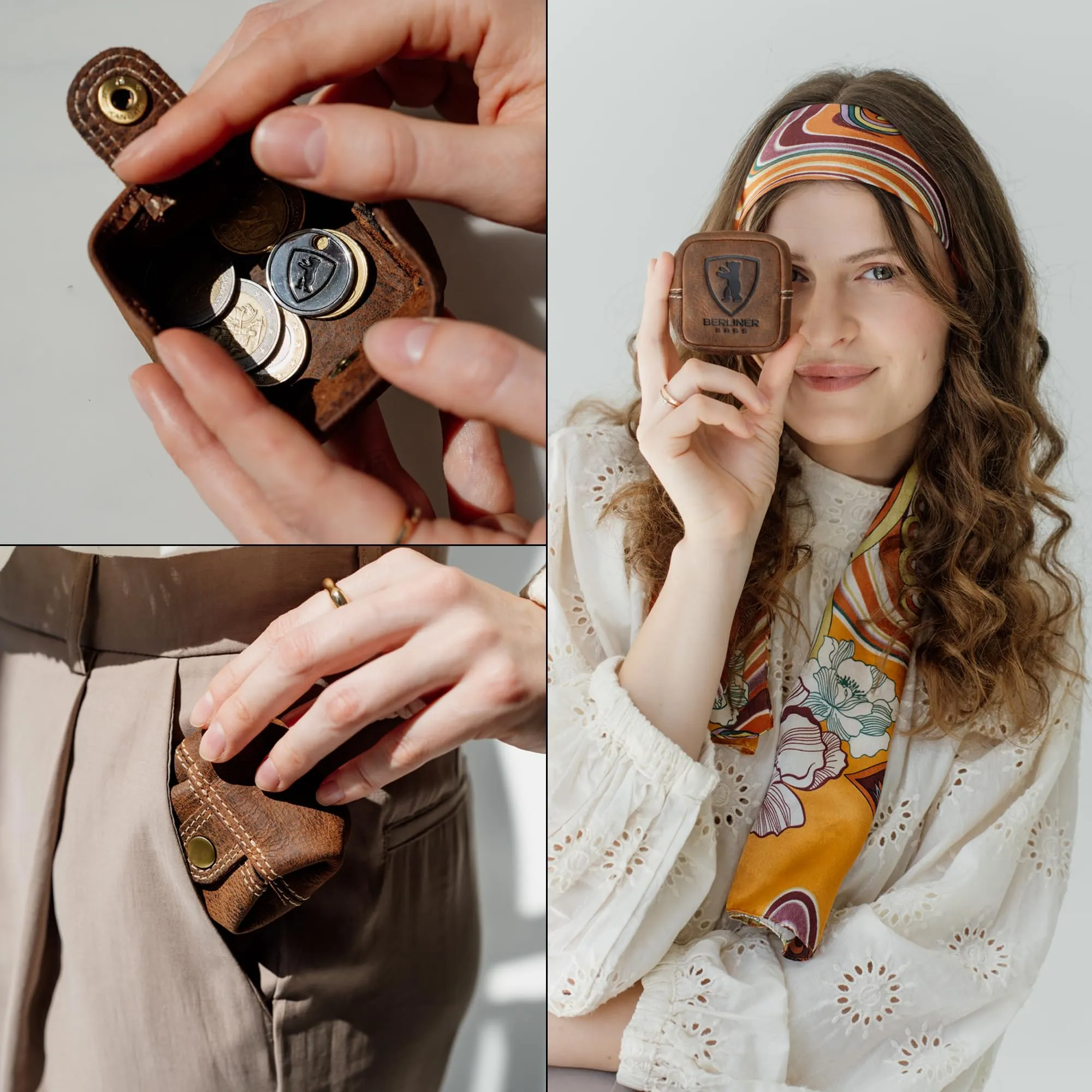 Berliner Bags Portamonete Lena Mini con Chiusura a Bottone in Vera Pelle - immagine 6