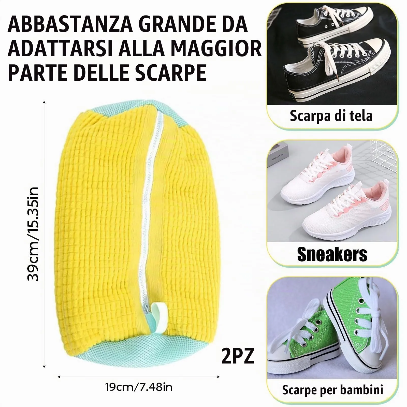 2 Pezzi di Sacchetti per Lavaggio Scarpe, Sacchetti per Lavatrice per Scarpe - immagine 2