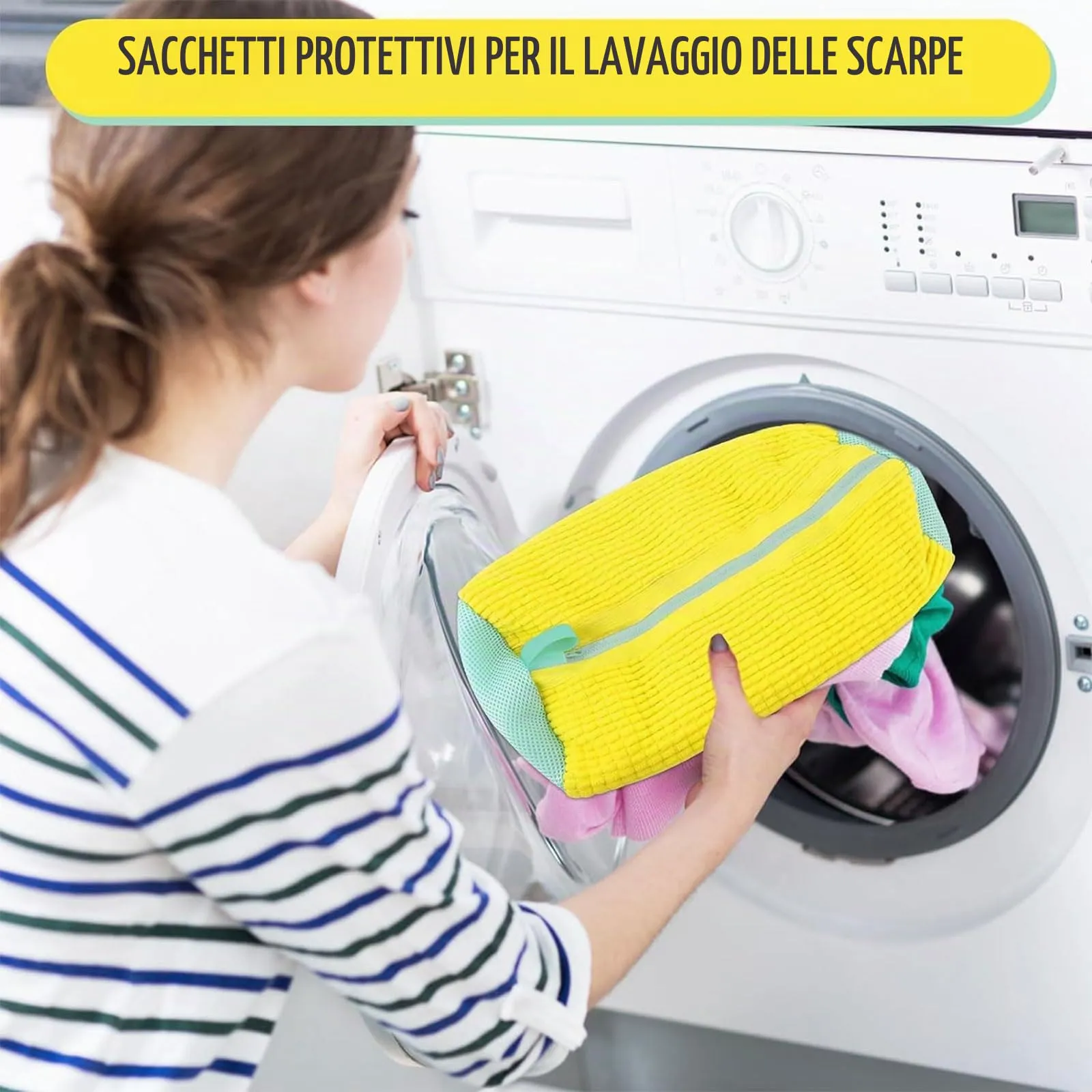 2 Pezzi di Sacchetti per Lavaggio Scarpe, Sacchetti per Lavatrice per Scarpe - immagine 3