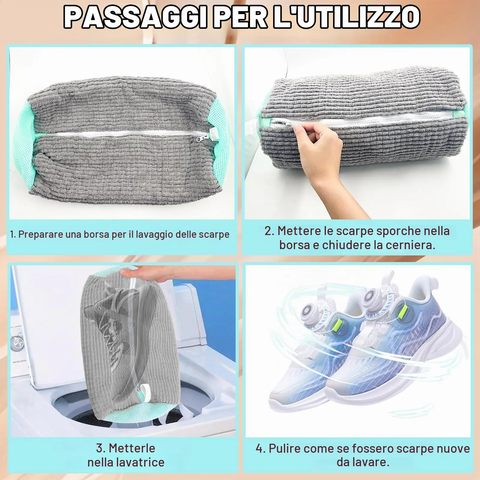 2 Pezzi Sacchetto per Lavare Scarpe in Lavatrice - immagine 7