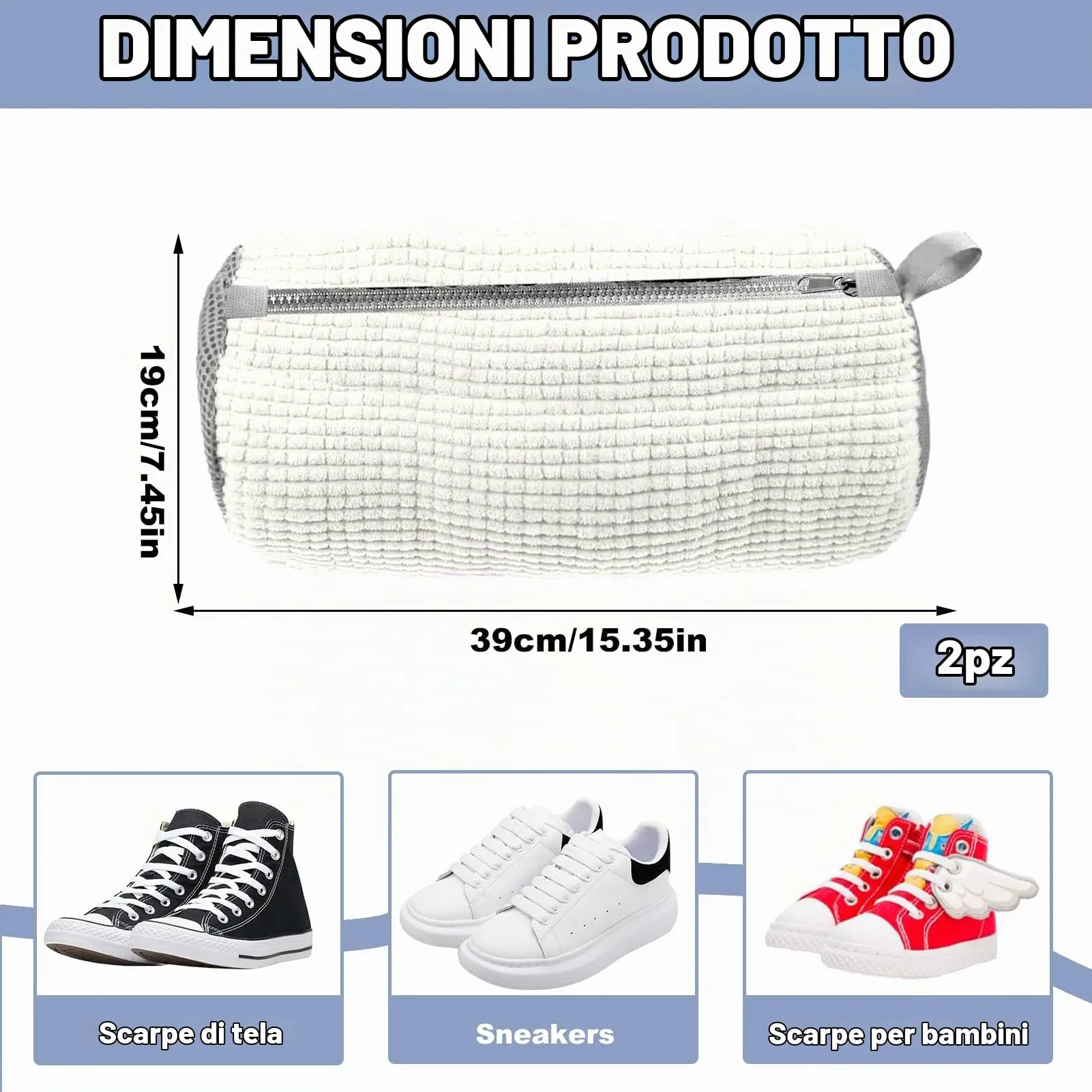 2 Pezzi Sacchetto per Lavare Scarpe in Lavatrice - immagine 2