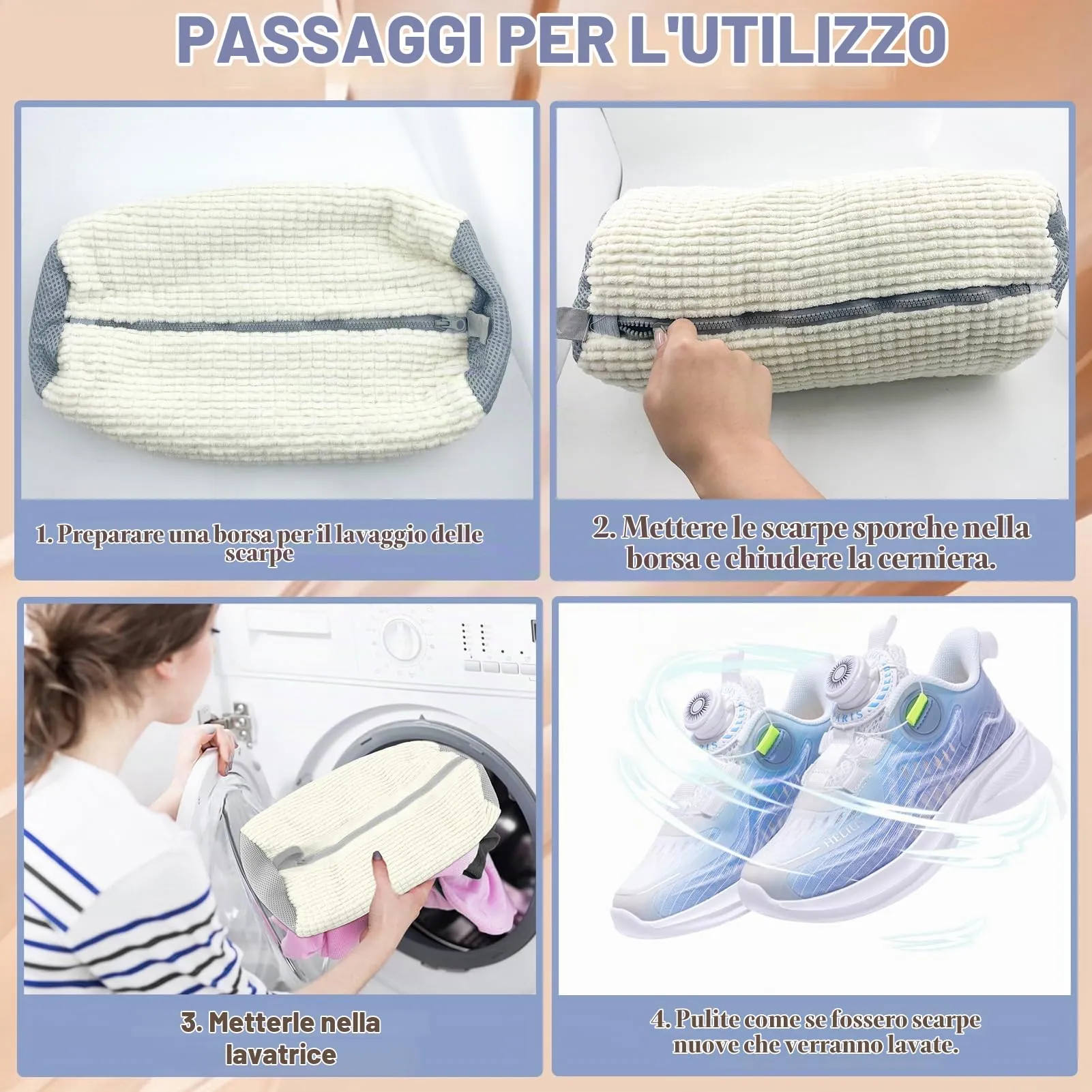 2 Pezzi Sacchetto per Lavare Scarpe in Lavatrice - immagine 7