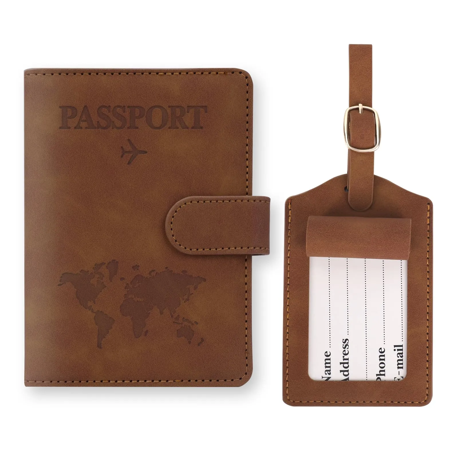 GADITIEK Porta Passaporto e Etichetta Valigia Aereo, Pelle Pu Custodia Passaporto Italiano con Blocco RFID, Portapassassaporto Cover per Carte Di Credito, D'Identità e Documenti Di Viaggio - immagine 1
