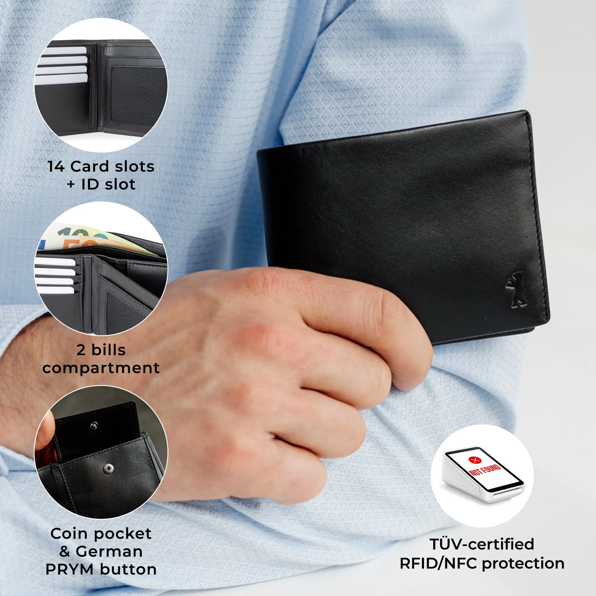 Berliner Bags Portafoglio Uomo con Portamonete e Porta Carte in Pelle RFID - immagine 4