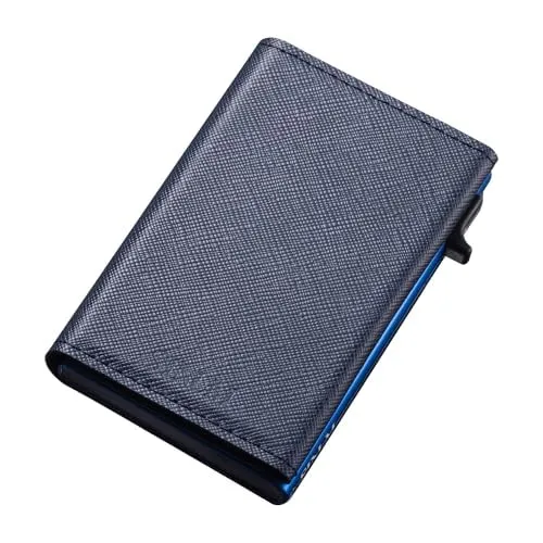SINUM Portafoglio Saffiano - Chiusura Magnetica - Porta Carte Di Credito con Portamonete - Protezione RFID Anticlonazione - Brand Italiano (Saffiano, Blu) - immagine 2