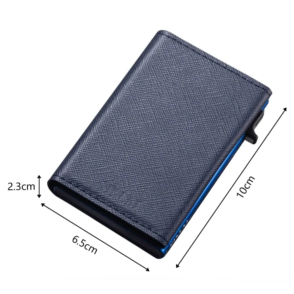 SINUM Portafoglio Saffiano - Chiusura Magnetica - Porta Carte Di Credito con Portamonete - Protezione RFID Anticlonazione - Brand Italiano (Saffiano, Blu) - immagine 9
