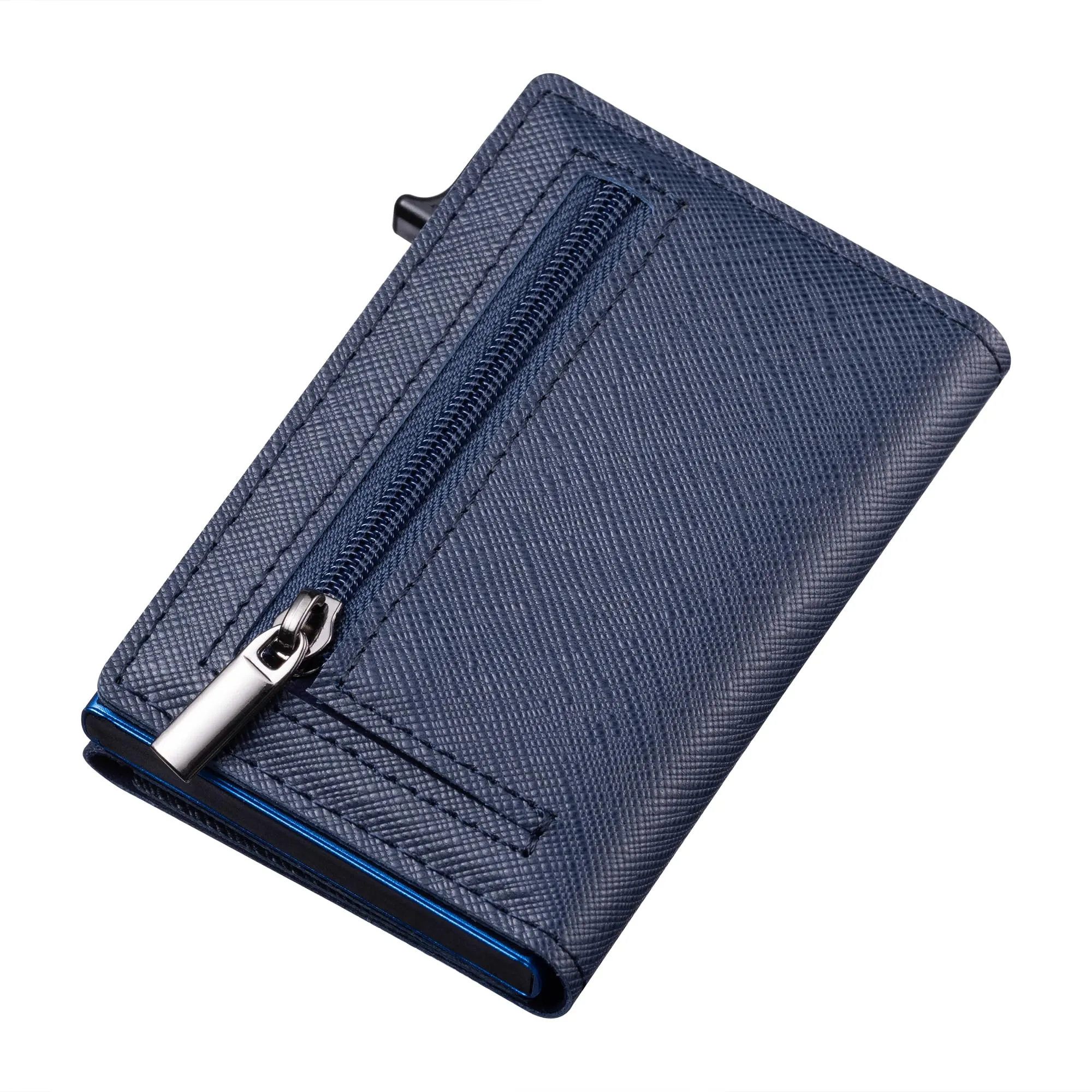 SINUM Portafoglio Saffiano - Chiusura Magnetica - Porta Carte Di Credito con Portamonete - Protezione RFID Anticlonazione - Brand Italiano (Saffiano, Blu) - immagine 10