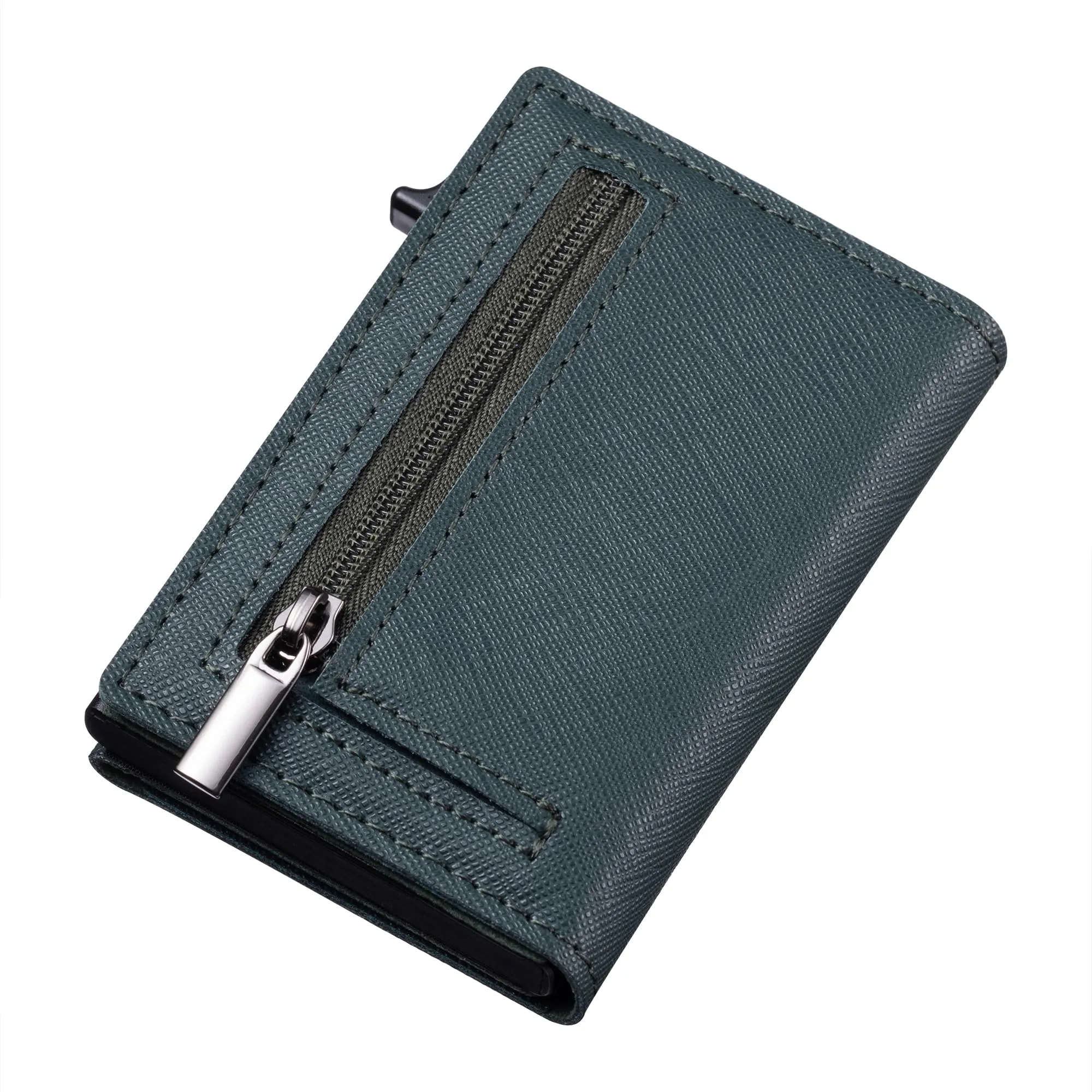 SINUM Portafoglio Saffiano - Chiusura Magnetica - Porta Carte Di Credito con Portamonete - Protezione RFID Anticlonazione - Brand Italiano (Saffiano, Verde) - immagine 7