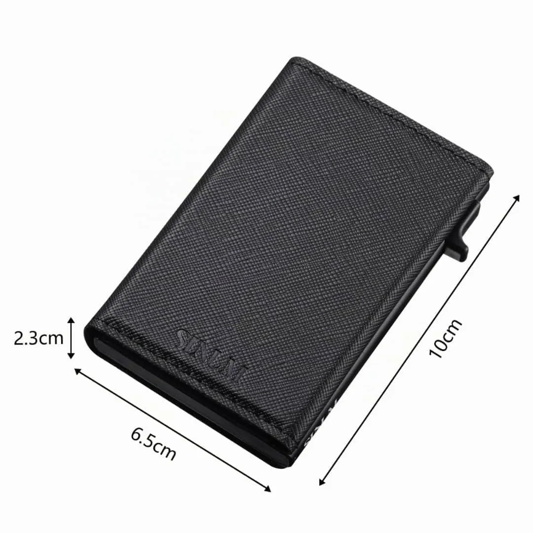 SINUM Portafoglio Saffiano - Chiusura Magnetica - Porta Carte Di Credito con Portamonete - Protezione RFID Anticlonazione - Brand Italiano (Saffiano, Nero) - immagine 6