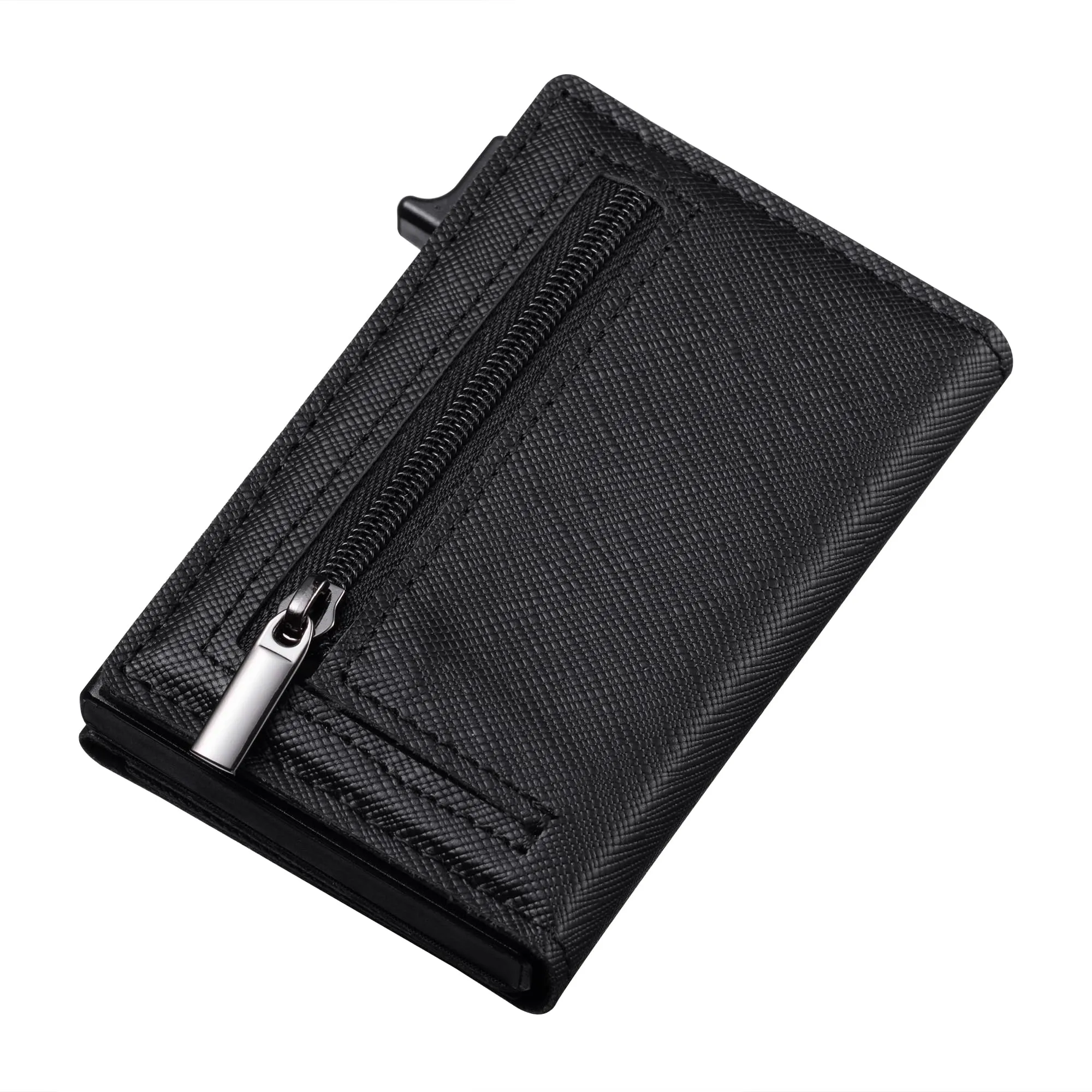 SINUM Portafoglio Saffiano - Chiusura Magnetica - Porta Carte Di Credito con Portamonete - Protezione RFID Anticlonazione - Brand Italiano (Saffiano, Nero) - immagine 7
