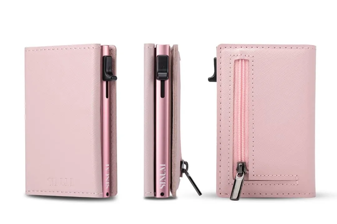 SINUM Portafoglio Saffiano - Chiusura Magnetica - Porta Carte Di Credito con Portamonete - Protezione RFID Anticlonazione - Brand Italiano (Saffiano, Rosa) - immagine 5