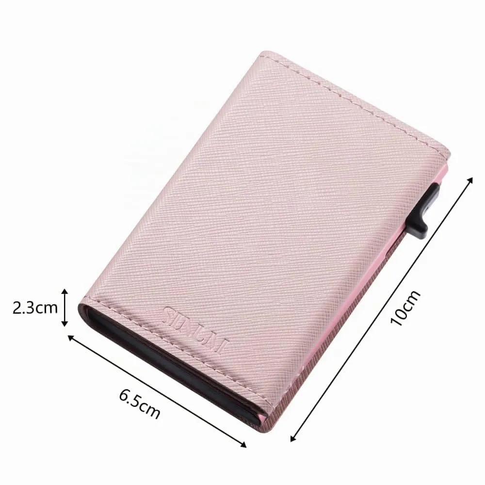 SINUM Portafoglio Saffiano - Chiusura Magnetica - Porta Carte Di Credito con Portamonete - Protezione RFID Anticlonazione - Brand Italiano (Saffiano, Rosa) - immagine 6