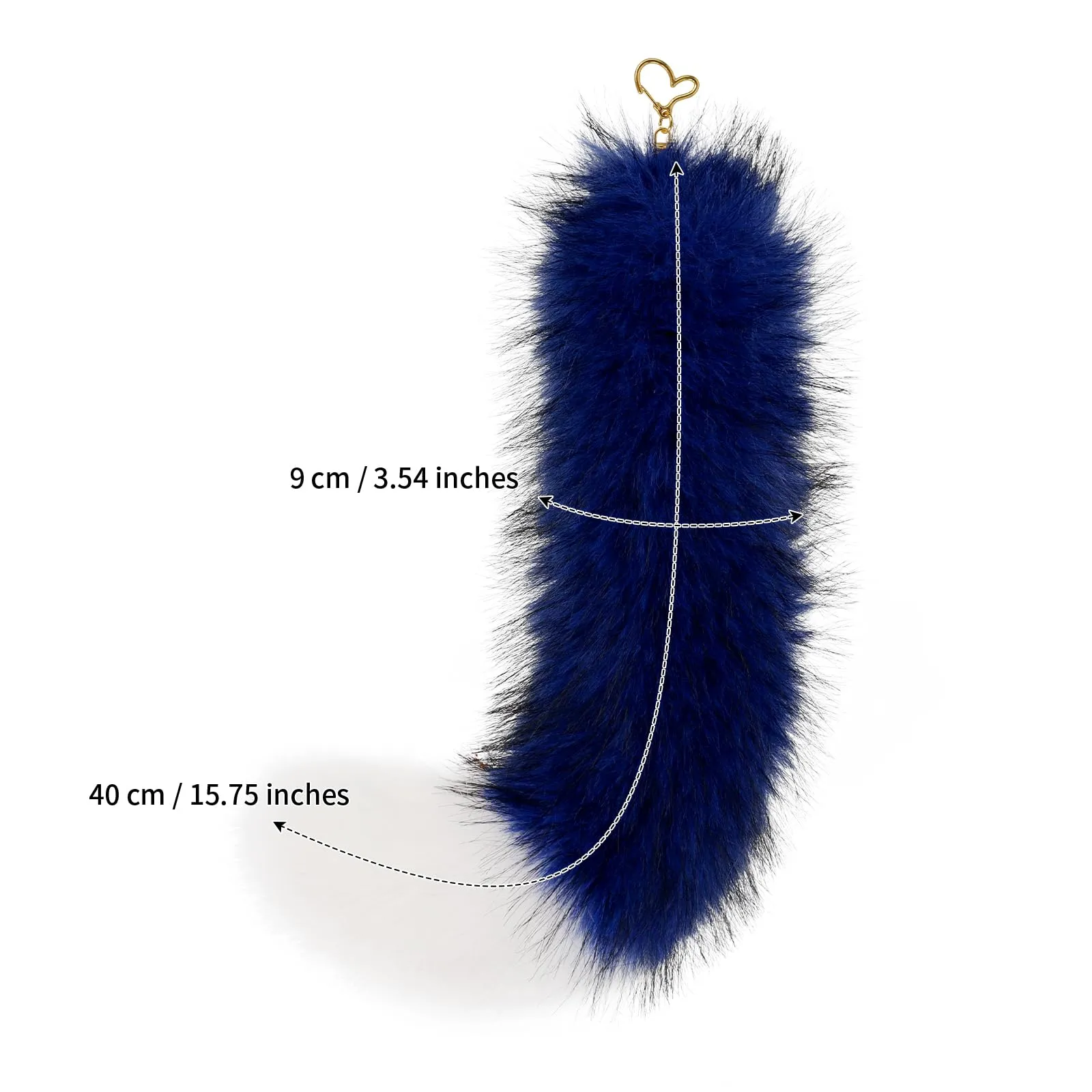 hbbhml Coda di gatto pelosa in finta pelliccia, con coda di gatto, volpe, Therian, portachiavi, code per costumi di Halloween, accessori cosplay, Blu e bianco., One Size - immagine 3