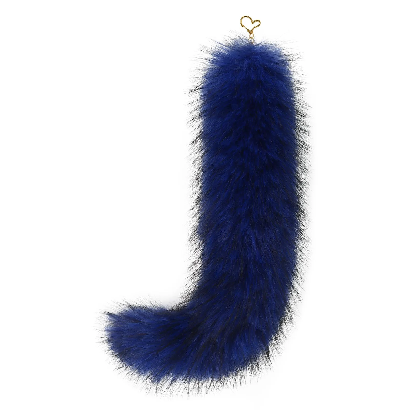 hbbhml Coda di gatto pelosa in finta pelliccia, con coda di gatto, volpe, Therian, portachiavi, code per costumi di Halloween, accessori cosplay, Blu e bianco., One Size - immagine 5