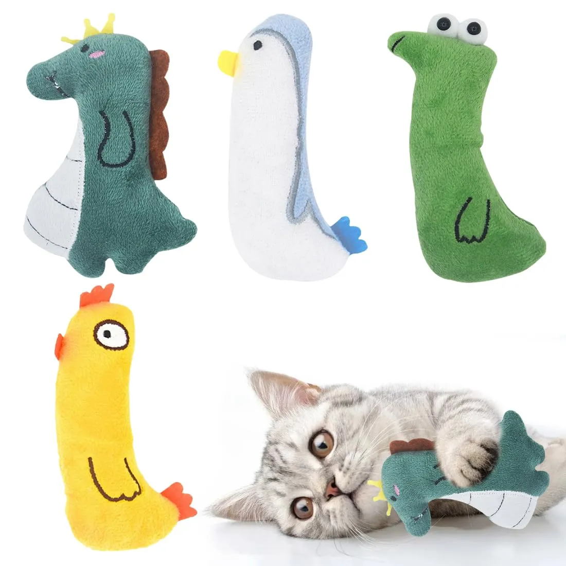 GXGM Giocattolo per Gatti con Erba Gatta e Cuscini da Masticare Catnip - Set 4 Pezzi - immagine 1