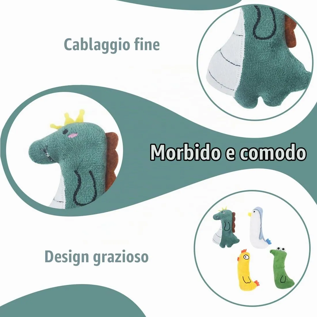GXGM Giocattolo per Gatti con Erba Gatta e Cuscini da Masticare Catnip - Set 4 Pezzi - immagine 3