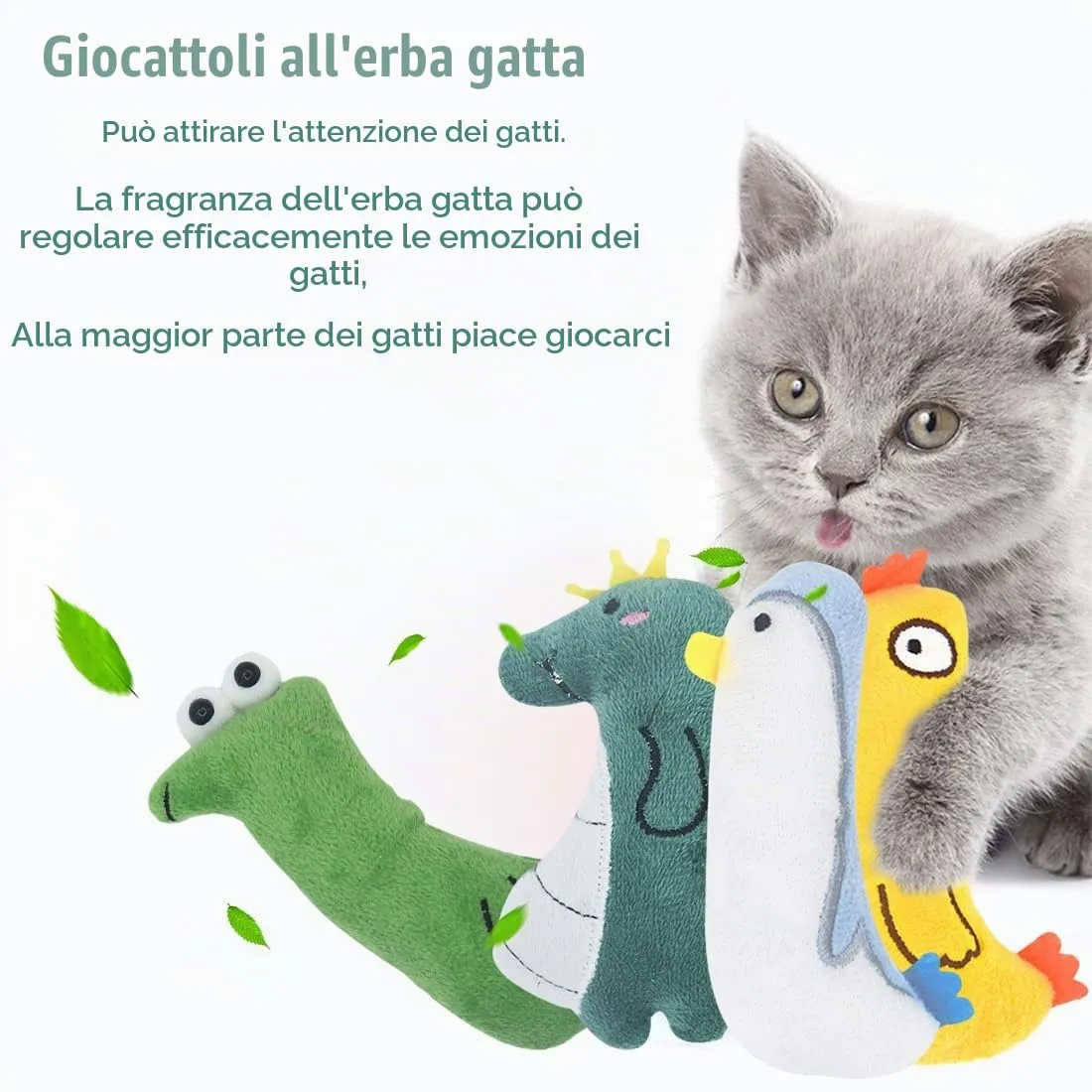 GXGM Giocattolo per Gatti con Erba Gatta e Cuscini da Masticare Catnip - Set 4 Pezzi - immagine 4