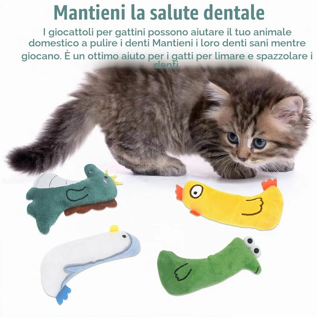 GXGM Giocattolo per Gatti con Erba Gatta e Cuscini da Masticare Catnip - Set 4 Pezzi - immagine 5