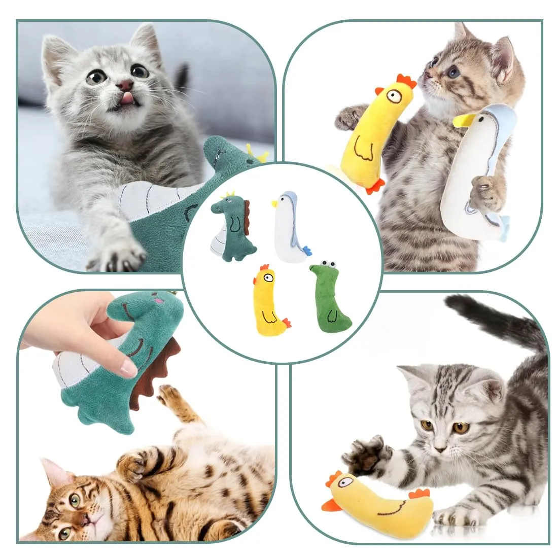 GXGM Giocattolo per Gatti con Erba Gatta e Cuscini da Masticare Catnip - Set 4 Pezzi - immagine 6