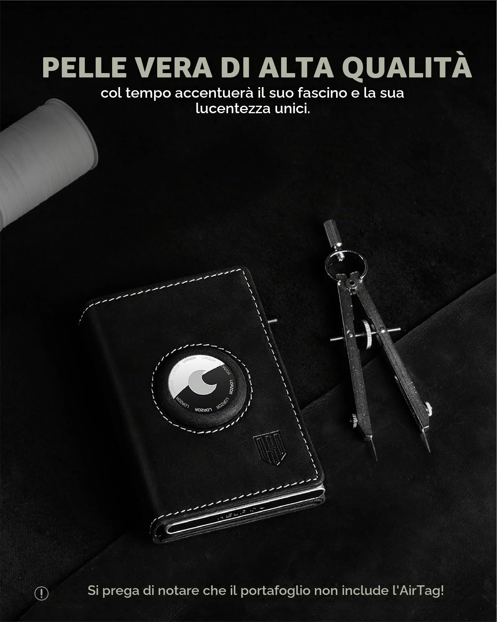 DODENSHA Airtag Wallet Portafoglio da uomo Smart Airtag con scomparto per monete, protezione RFID e capacità per oltre 10 carte di credito, design MagSnap (Nero Argento) - immagine 3