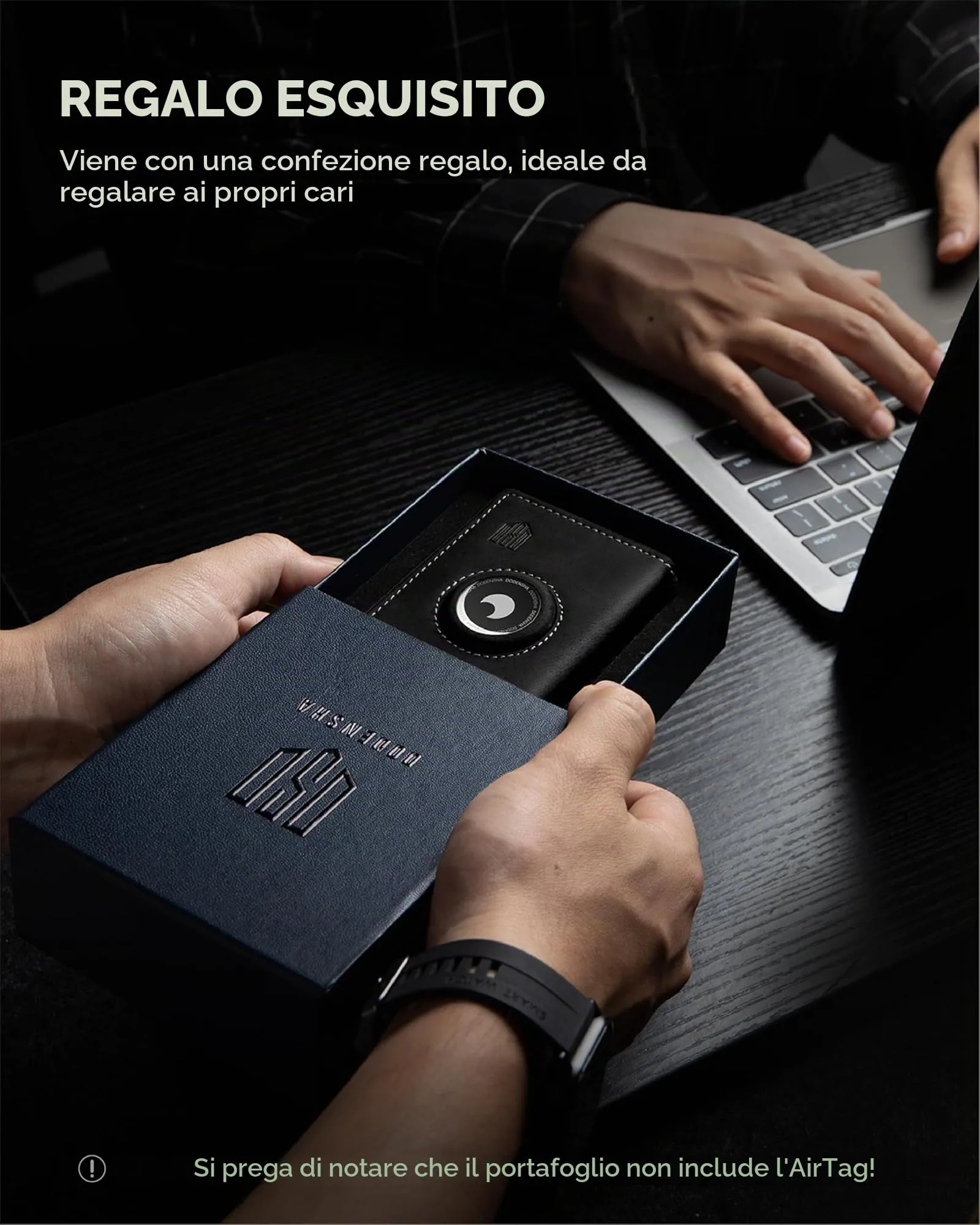 DODENSHA Airtag Wallet Portafoglio da uomo Smart Airtag con scomparto per monete, protezione RFID e capacità per oltre 10 carte di credito, design MagSnap (Nero Argento) - immagine 9