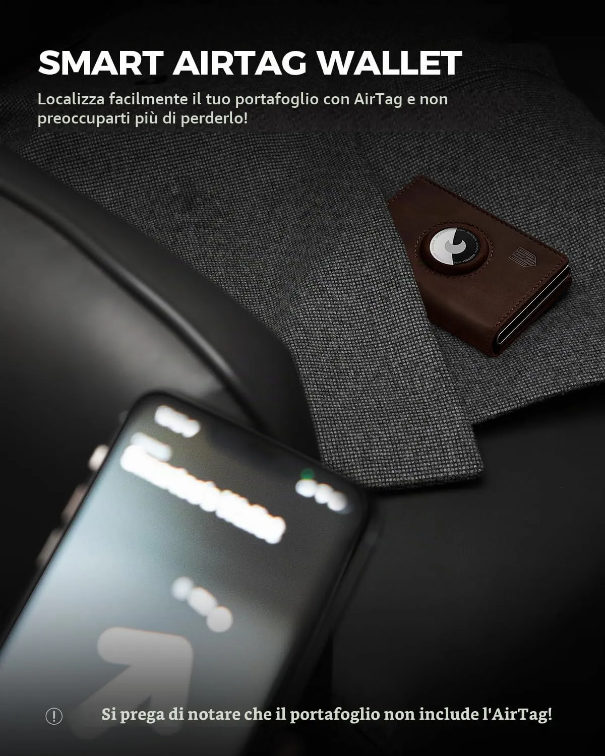 DODENSHA Airtag Wallet Portafoglio da uomo Smart Airtag con scomparto per monete, protezione RFID e capacità per oltre 10 carte di credito, design MagSnap (Marrone Argento) - immagine 7