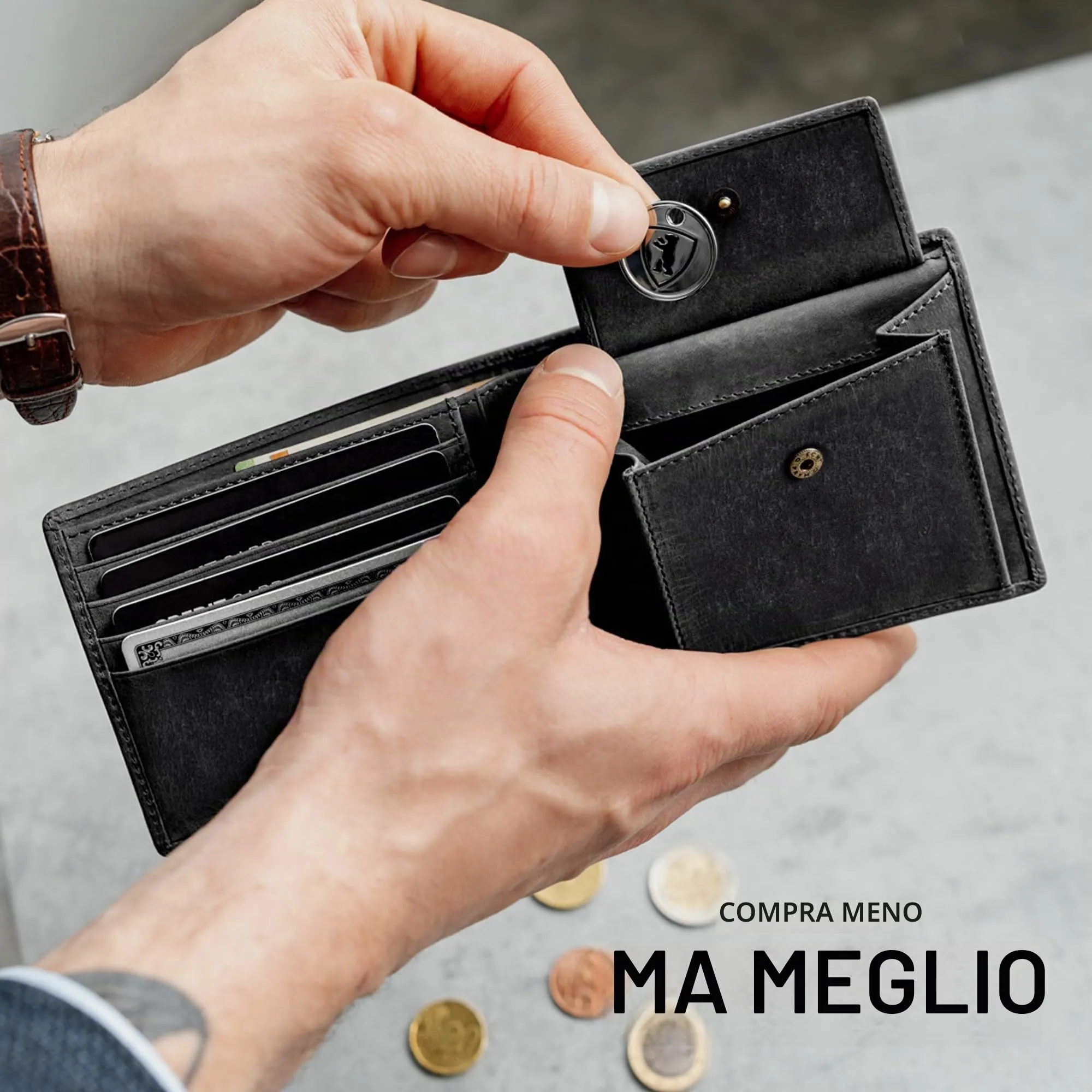 Berliner Bags Portafoglio Uomo con Portamonete e Porta Carte in Pelle RFID - immagine 8