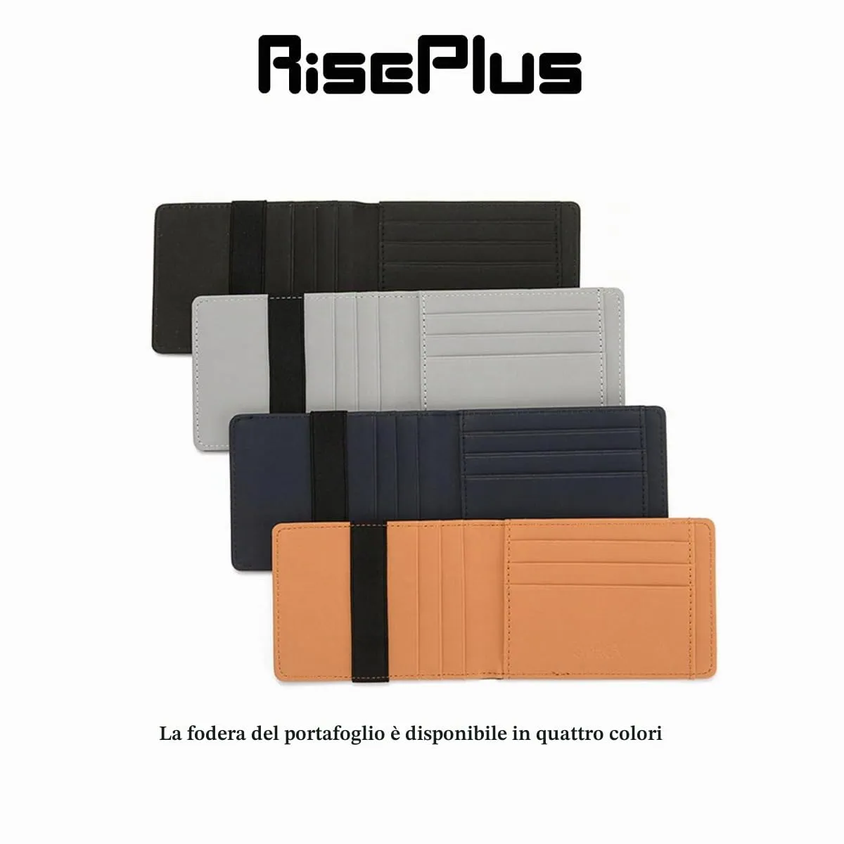 RisePlus FermaSoldi，Porta Carte Credito da Uomo Donna，in Pelle Alta Qualità con Protezione RFID，Portafoglio Slim Bifold(Marrone) - immagine 8