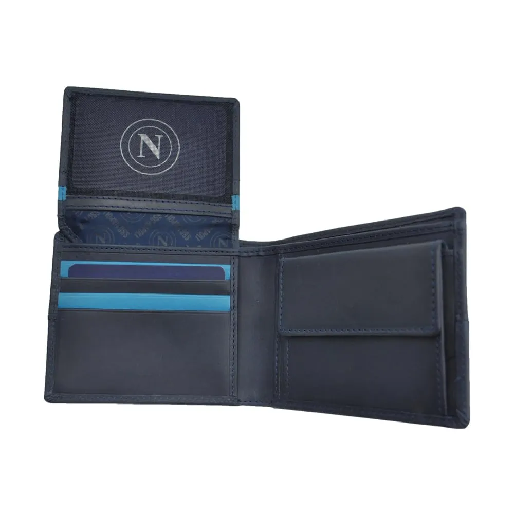 Enzo Castellano SSC NAPOLI Parure Portafoglio Slim e Portachiavi 100% Pelle 123445 - immagine 5
