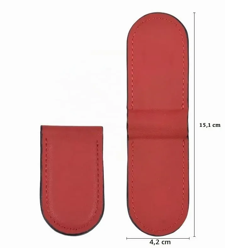 ONE SHOP di Bracalente Piero uomo fermaslodi portafoglio ecopelle soldi clip banconote donna calamita banconote magnetico fermasoldi portamonete accessori portafogli Ovale (Rosso) - immagine 2