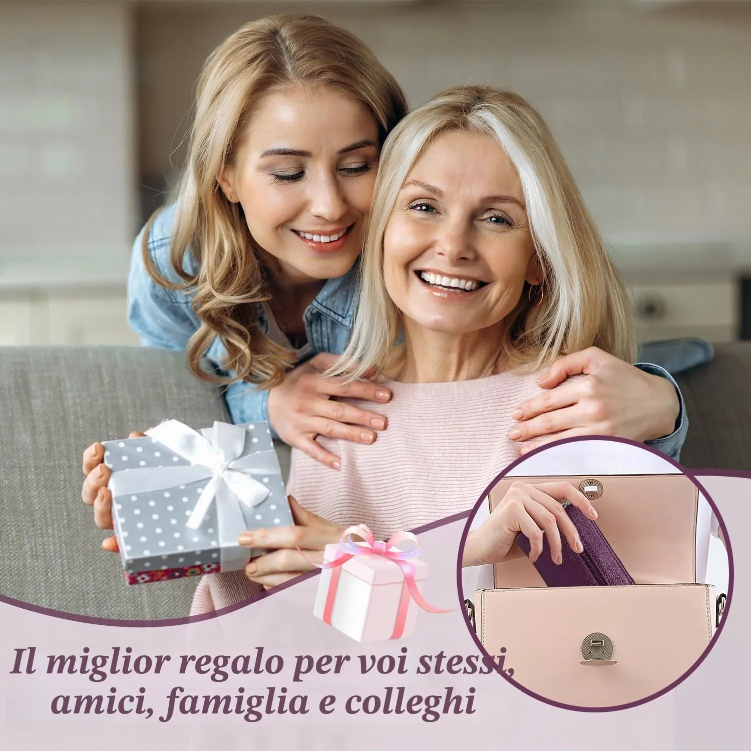 2 pezzi Portamonete, Portamonete con cerniera Donna Portachiavi Piccolo Portamonete Ragazza Ragazzi Portamonete Portatile Mini Portamonete per Donna Uomo (Viola+Rosa) - immagine 6