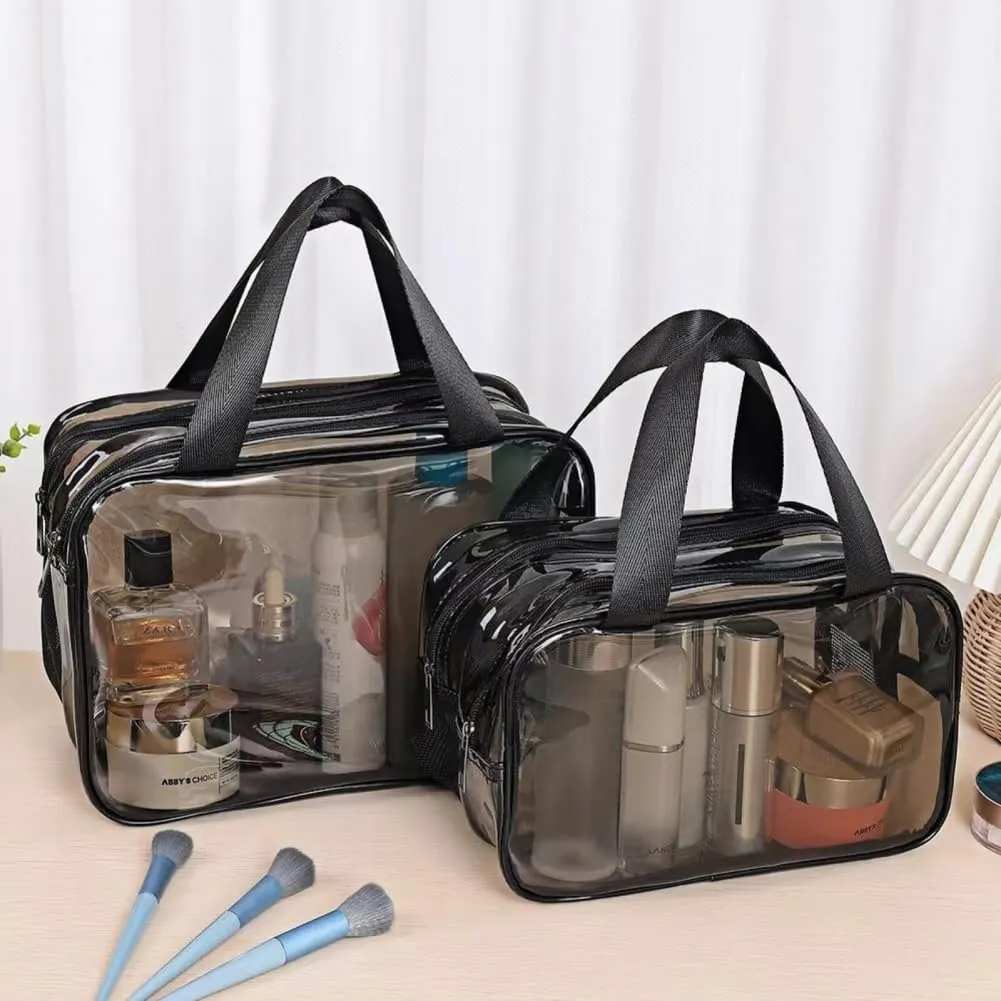 Aucuu Borse Da Toilette Trasparente, Beauty Case Trasparente, PVC Trousse da Viaggio, Borsa Cosmetici con separazione tra asciutto e bagnato, Cosmetici Trucco Portatile per Piscina, Viaggio - immagine 7