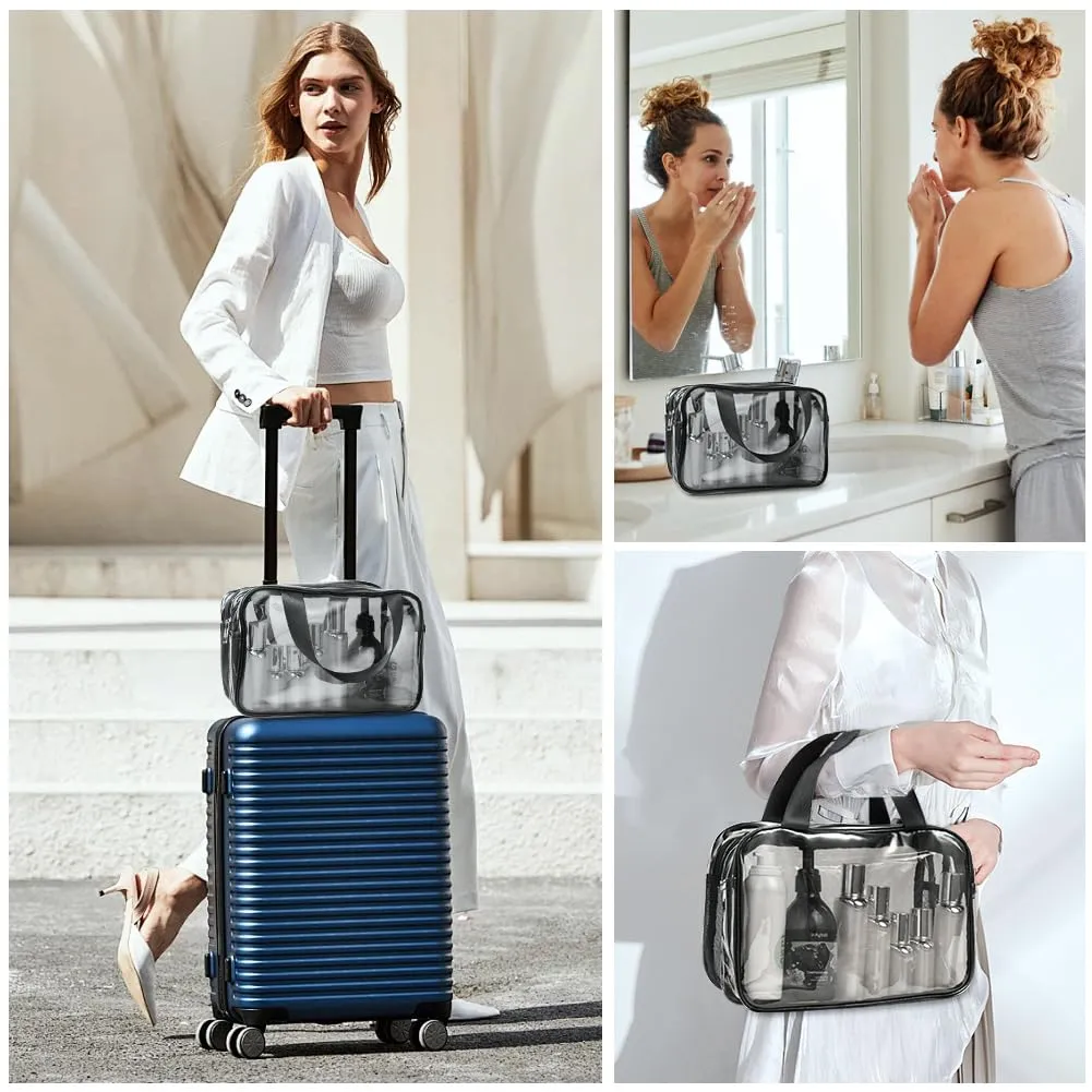 Aucuu Borse Da Toilette Trasparente, Beauty Case Trasparente, PVC Trousse da Viaggio, Borsa Cosmetici con separazione tra asciutto e bagnato, Cosmetici Trucco Portatile per Piscina, Viaggio - immagine 8
