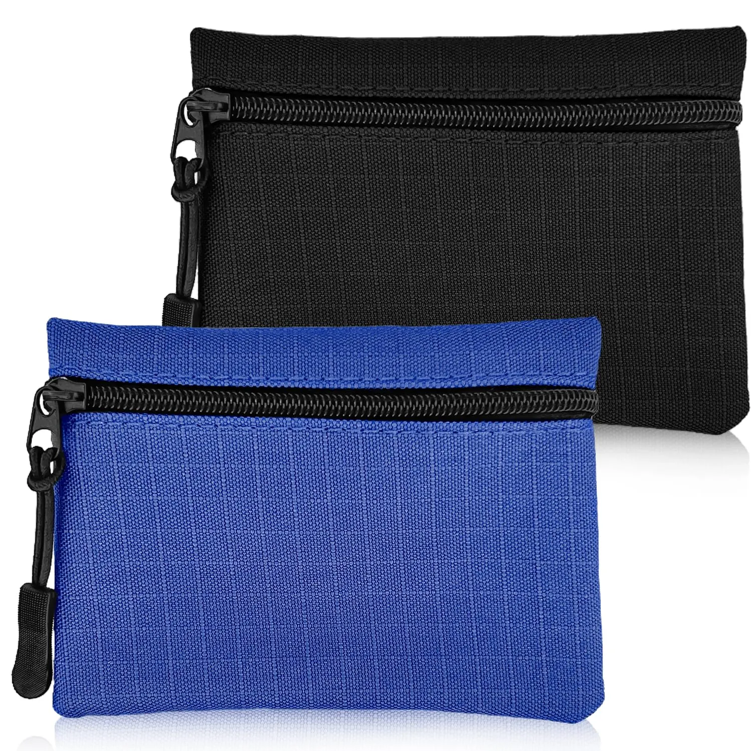 2 Pezzi Portamonete Oxford con Cerniera - Mini Borsa Portatile in Panno Piccolo per Donna Uomo Ragazza Ragazzi (Nero+Blu) - immagine 1
