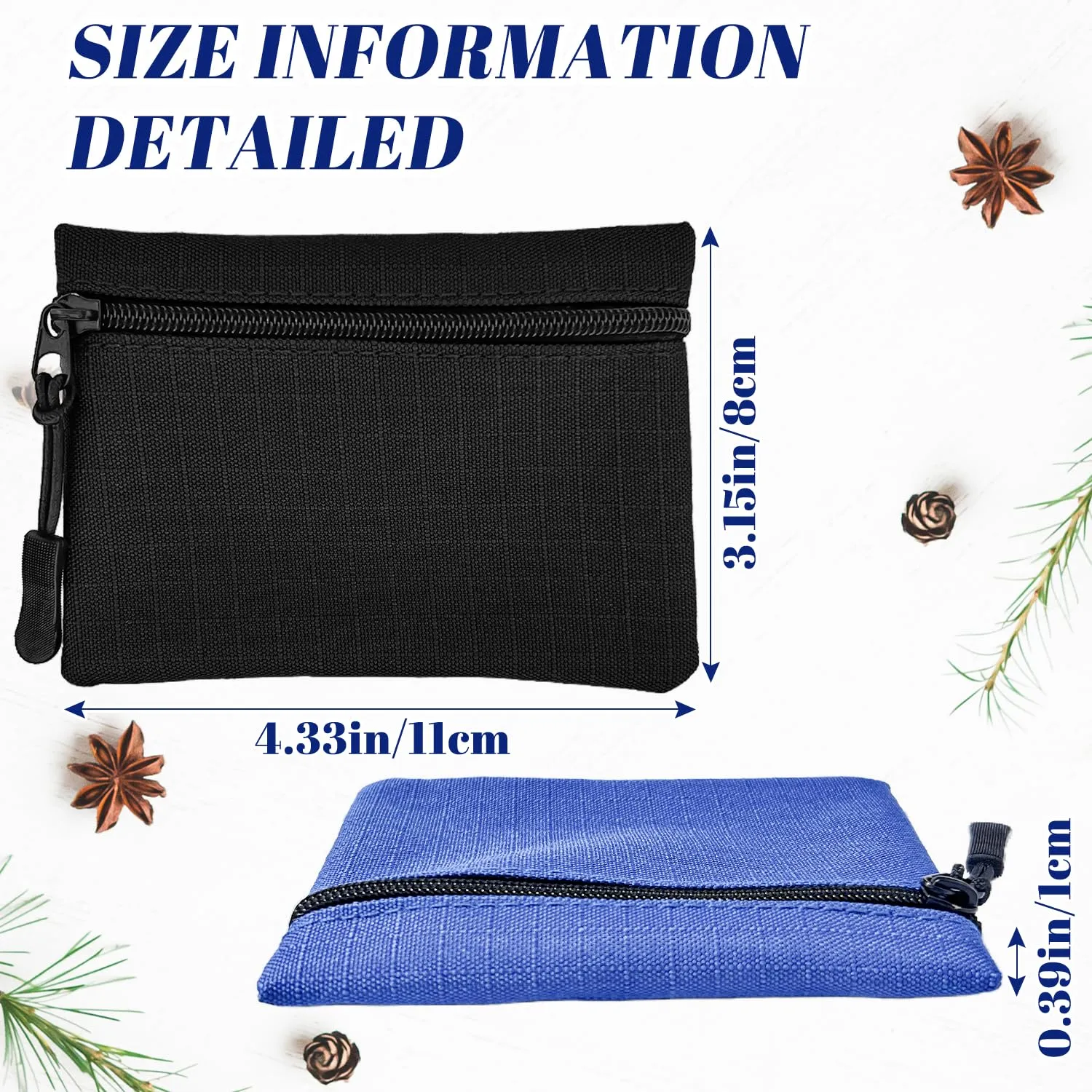 2 Pezzi Portamonete Oxford con Cerniera - Mini Borsa Portatile in Panno Piccolo per Donna Uomo Ragazza Ragazzi (Nero+Blu) - immagine 2