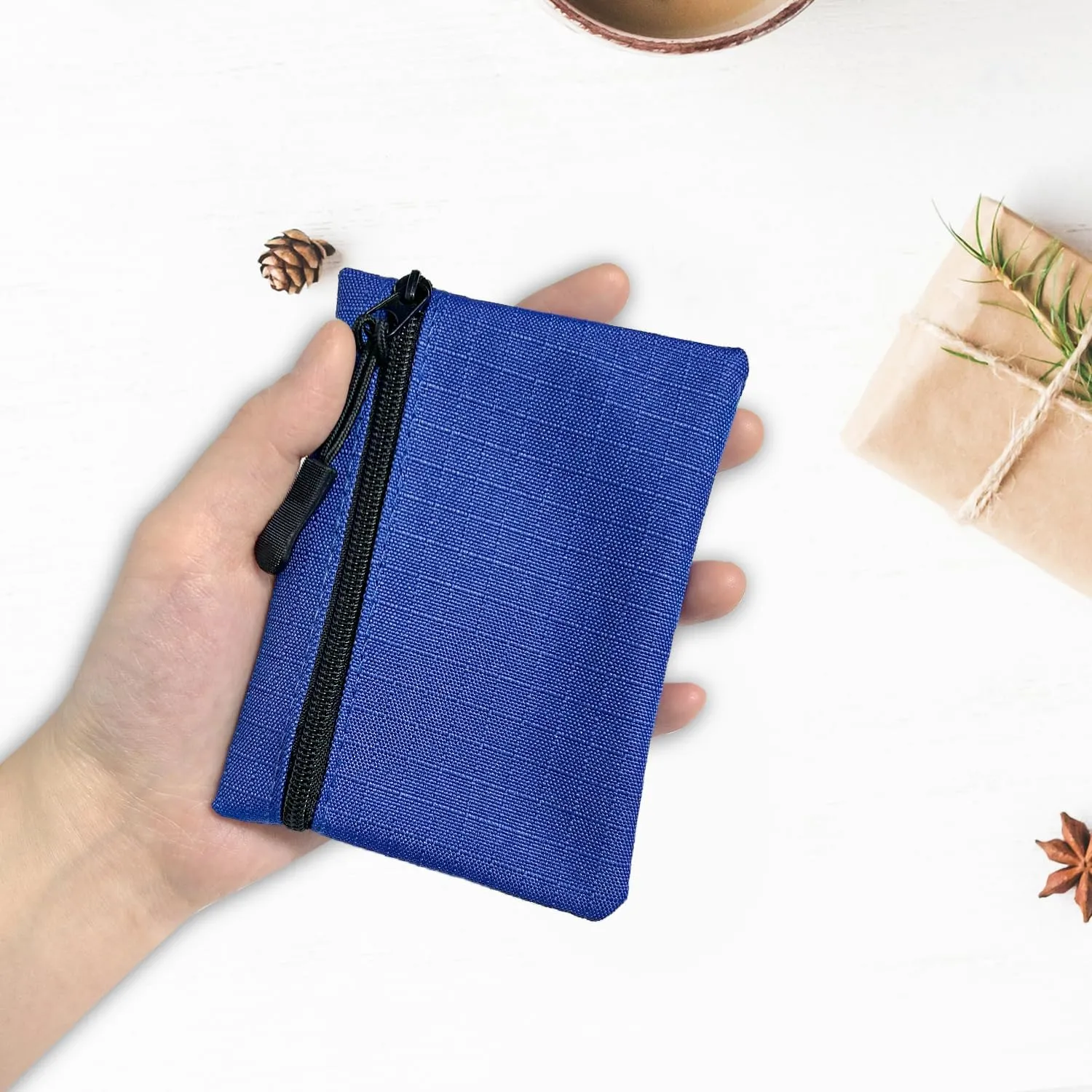 2 Pezzi Portamonete Oxford con Cerniera - Mini Borsa Portatile in Panno Piccolo per Donna Uomo Ragazza Ragazzi (Nero+Blu) - immagine 5