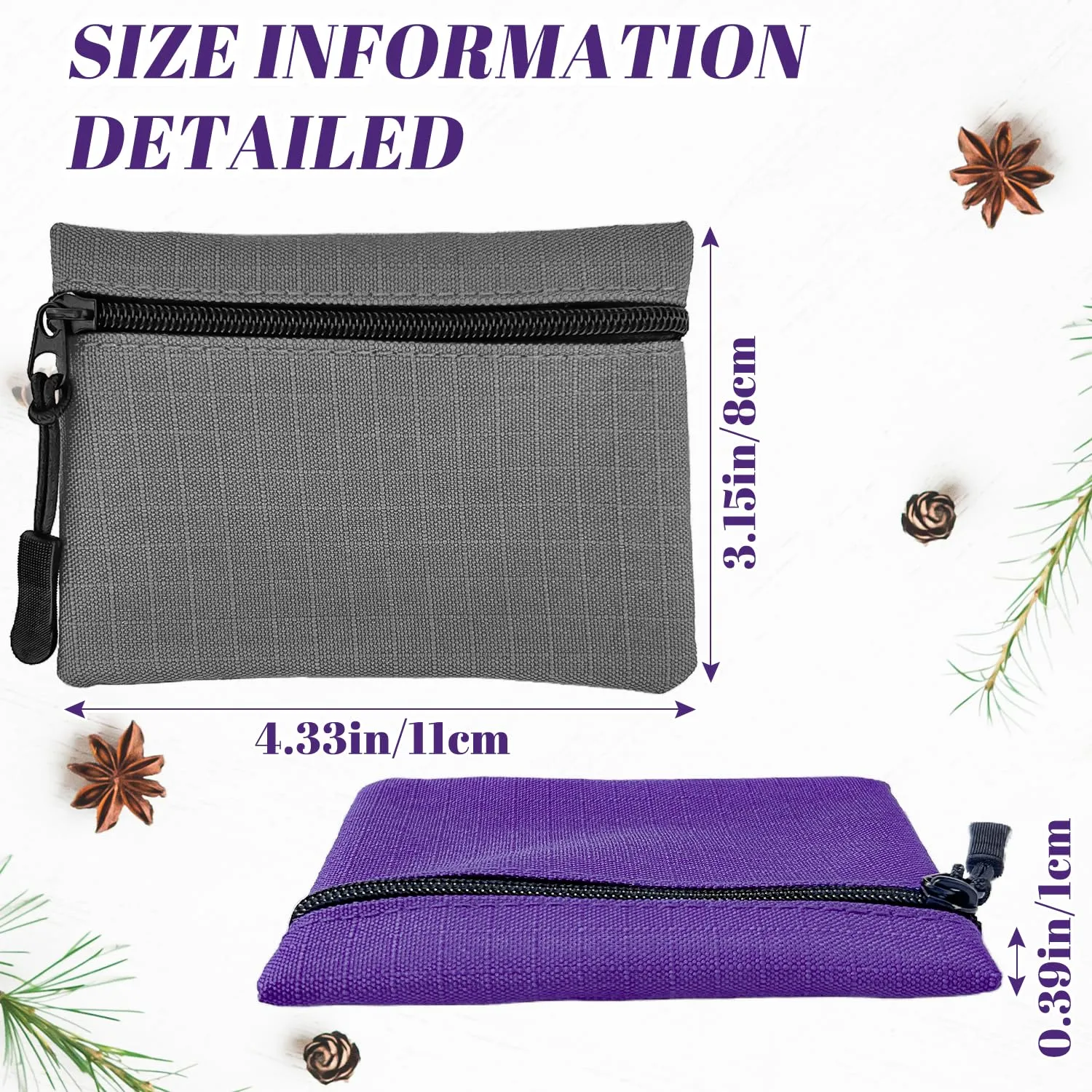 2 pezzi Portamonete, Portamonete con cerniera Donna Oxford Panno Piccolo Portamonete Ragazza Ragazzi Portamonete Mini Portamonete Portatile per Donna Uomo (Viola+Grigio) - immagine 2
