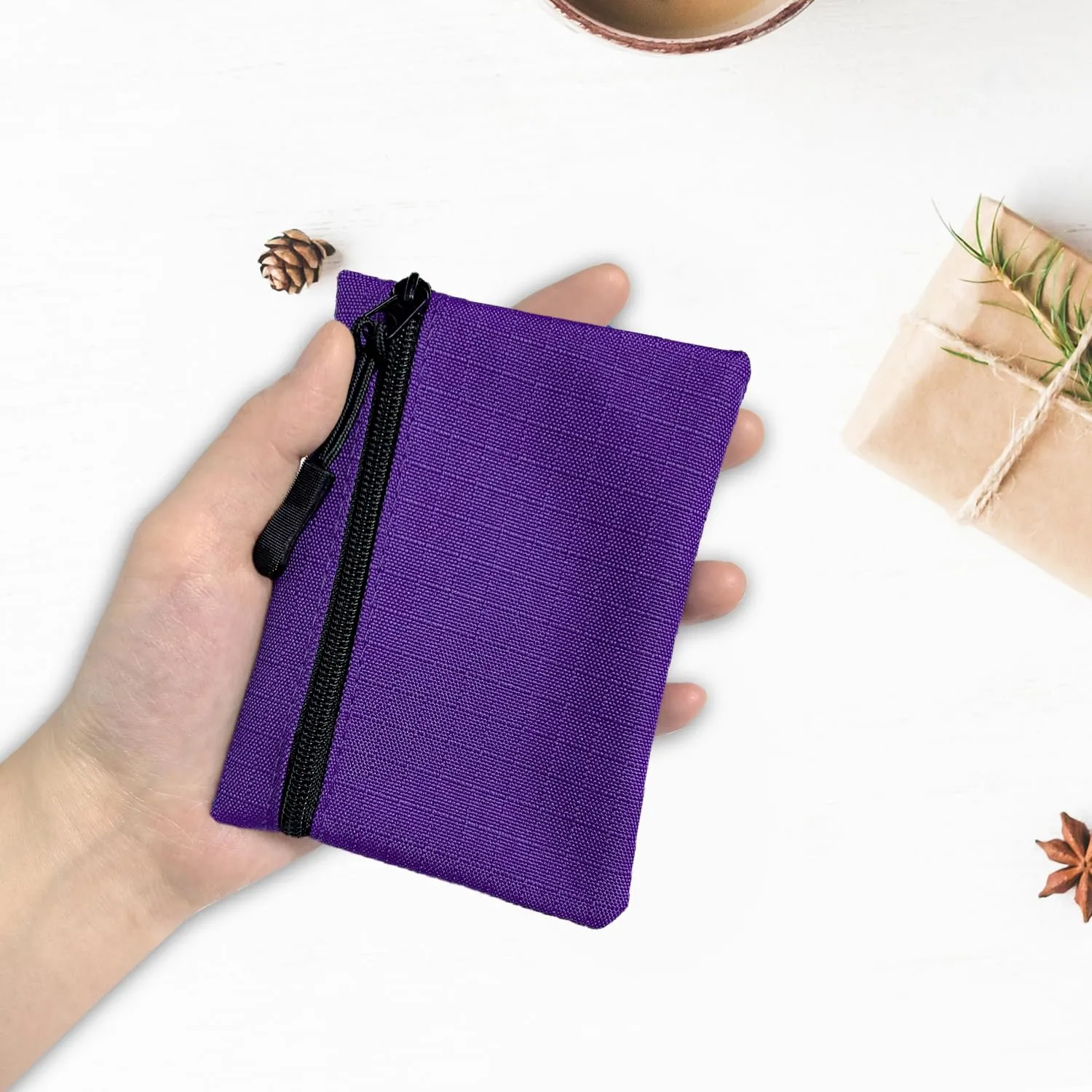 2 pezzi Portamonete, Portamonete con cerniera Donna Oxford Panno Piccolo Portamonete Ragazza Ragazzi Portamonete Mini Portamonete Portatile per Donna Uomo (Viola+Grigio) - immagine 5