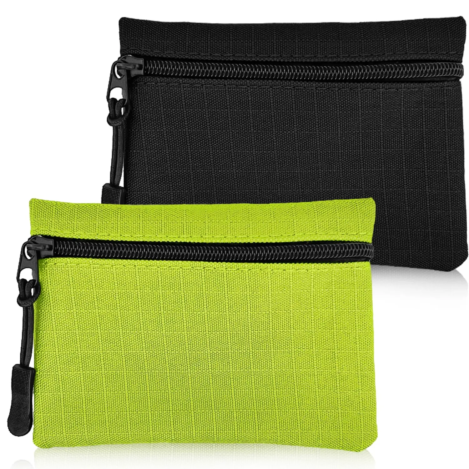 2 Pezzi Portamonete con Cerniera Oxford - Mini Portatile in Panno Piccolo per Donna Uomo Ragazza Ragazzi (Nero+Verde) - immagine 1