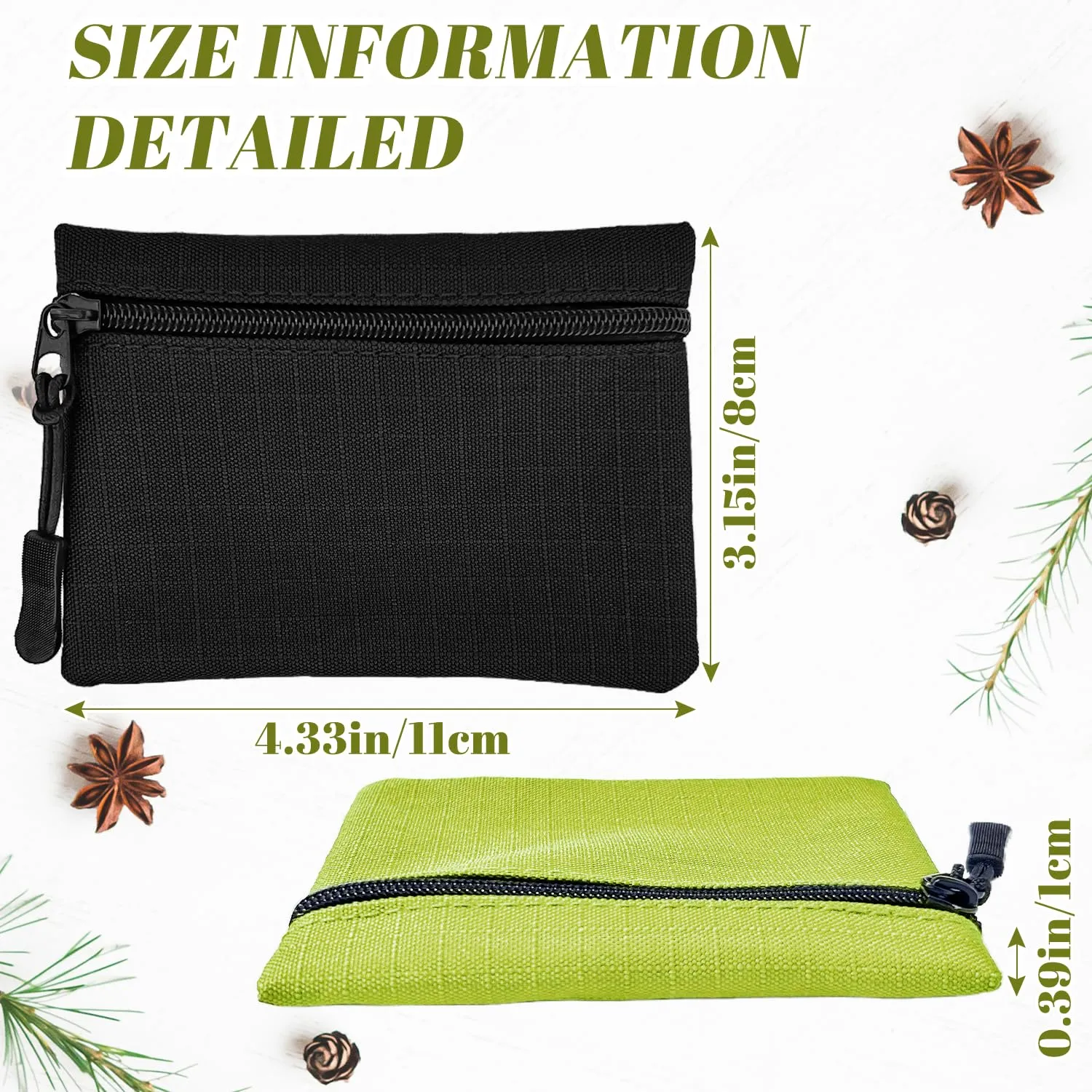 2 Pezzi Portamonete con Cerniera Oxford - Mini Portatile in Panno Piccolo per Donna Uomo Ragazza Ragazzi (Nero+Verde) - immagine 2