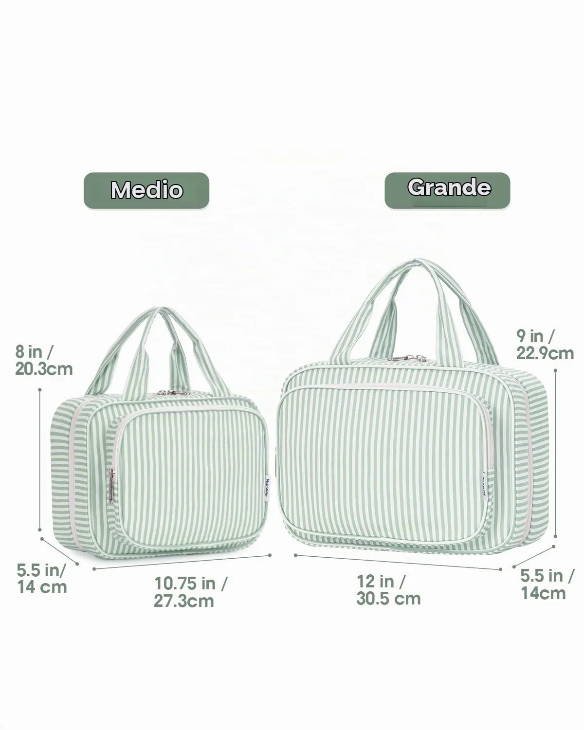 Narwey Beauty Case da Appendere Viaggio, Beauty Case da Appendere per Donna Uomo,Borsa da Toilette da Travel Kit Viaggio, Trousse Pochette Trucchi Donna per Viaggio (Striscia Verde Menta (Medio)) - immagine 8