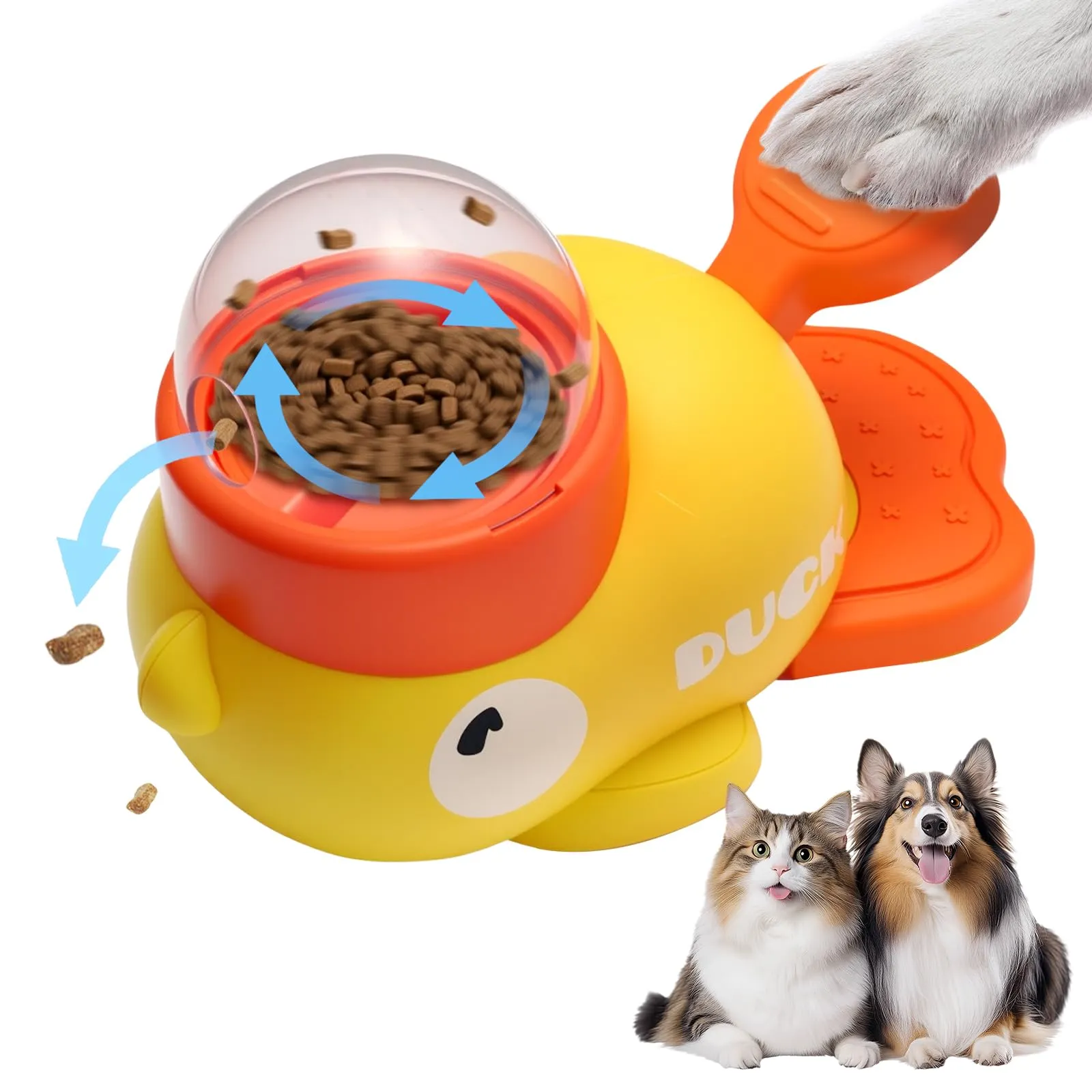 SilverChry Giochi Di Intelligenza Cane, Dispenser Cibo Gatti, Giocattolo Interattivo a Forma di Anatra, Giocattolo Interattivo 2 In 1 per Cani e Mangiatoia Lenta, Dispenser per Cani d'Anatra - immagine 1
