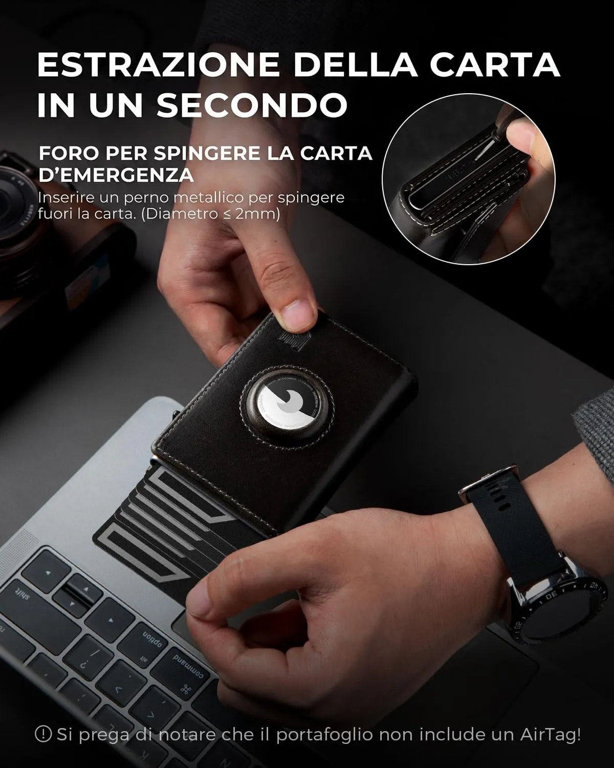 DODENSHA Airtag Wallet da uomo con portamonete XL, custodia per carte di credito MagSnap, Smart Airtag Wallet per 10+ carte di credito, portafoglio da uomo con protezione RFID, portafoglio con - immagine 3
