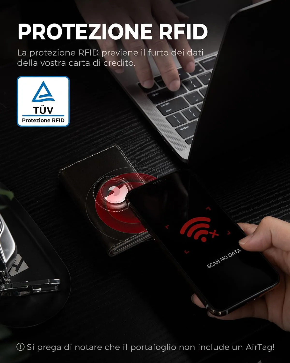 DODENSHA Airtag Wallet da uomo con portamonete XL, custodia per carte di credito MagSnap, Smart Airtag Wallet per 10+ carte di credito, portafoglio da uomo con protezione RFID, portafoglio con - immagine 6