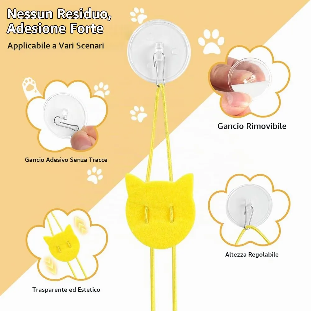AYESY Appeso Giochi per Gatti,Interattivi 5 Pezzi Gioco Gatto da Interno Set con campana piume teaser Nappe Colorate Appeso Giochi Interattivi per Gatti per Esercizio Alleviare La Noia - immagine 5