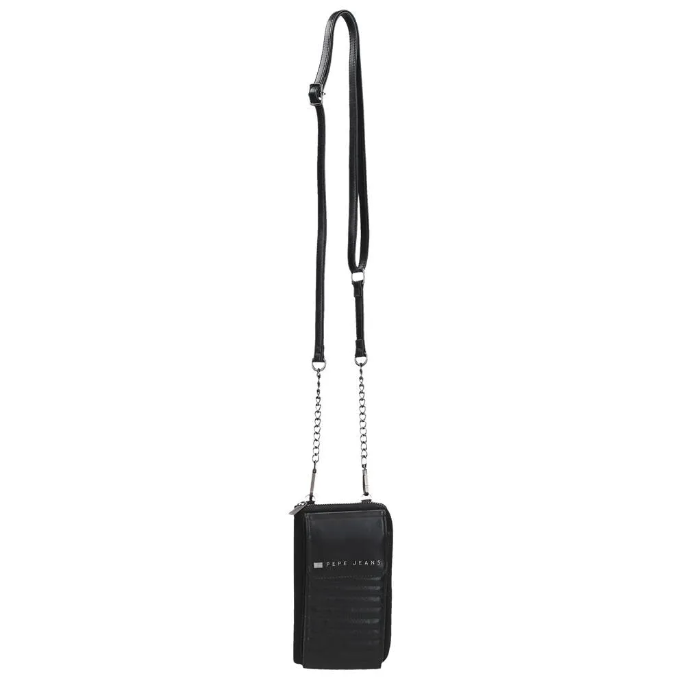 Pepe Jeans Biker Borsa a tracolla per cellulare Nero 11x20x4 cm Poliestere con dettagli in pelle sintetica by Joumma Bags, Nero, Taglia unica, Borsa a tracolla per cellulare - immagine 8